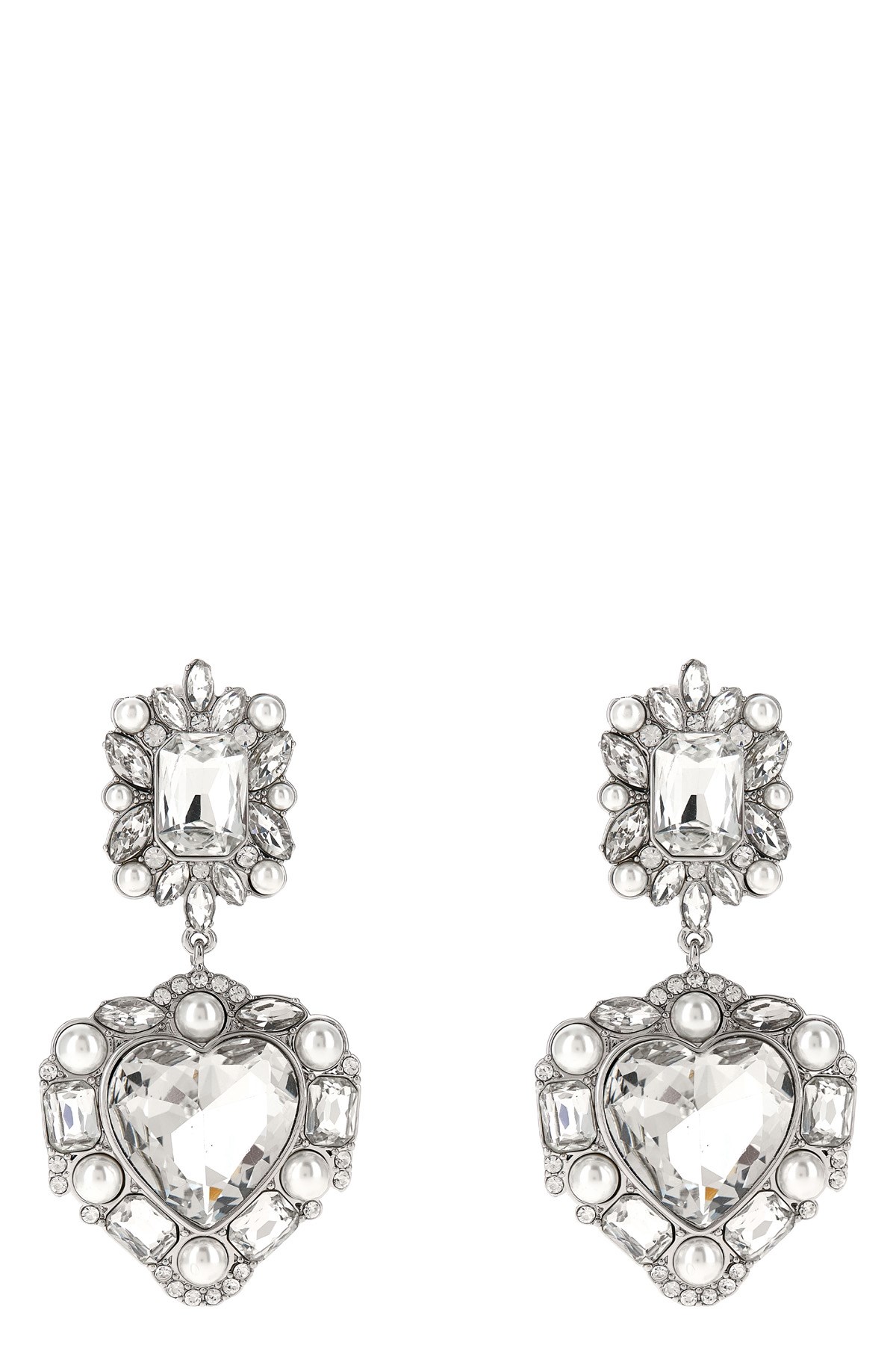 Shop Self-portrait Self Portrait 'crystal Pearl Tiered Heart' Earrings