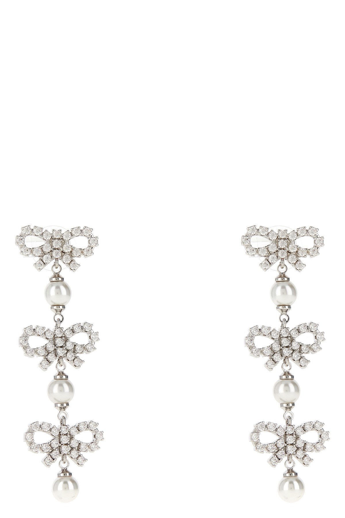 Shop Self-portrait Self Portrait 'micro Bow Pearl Tiered' Earrings