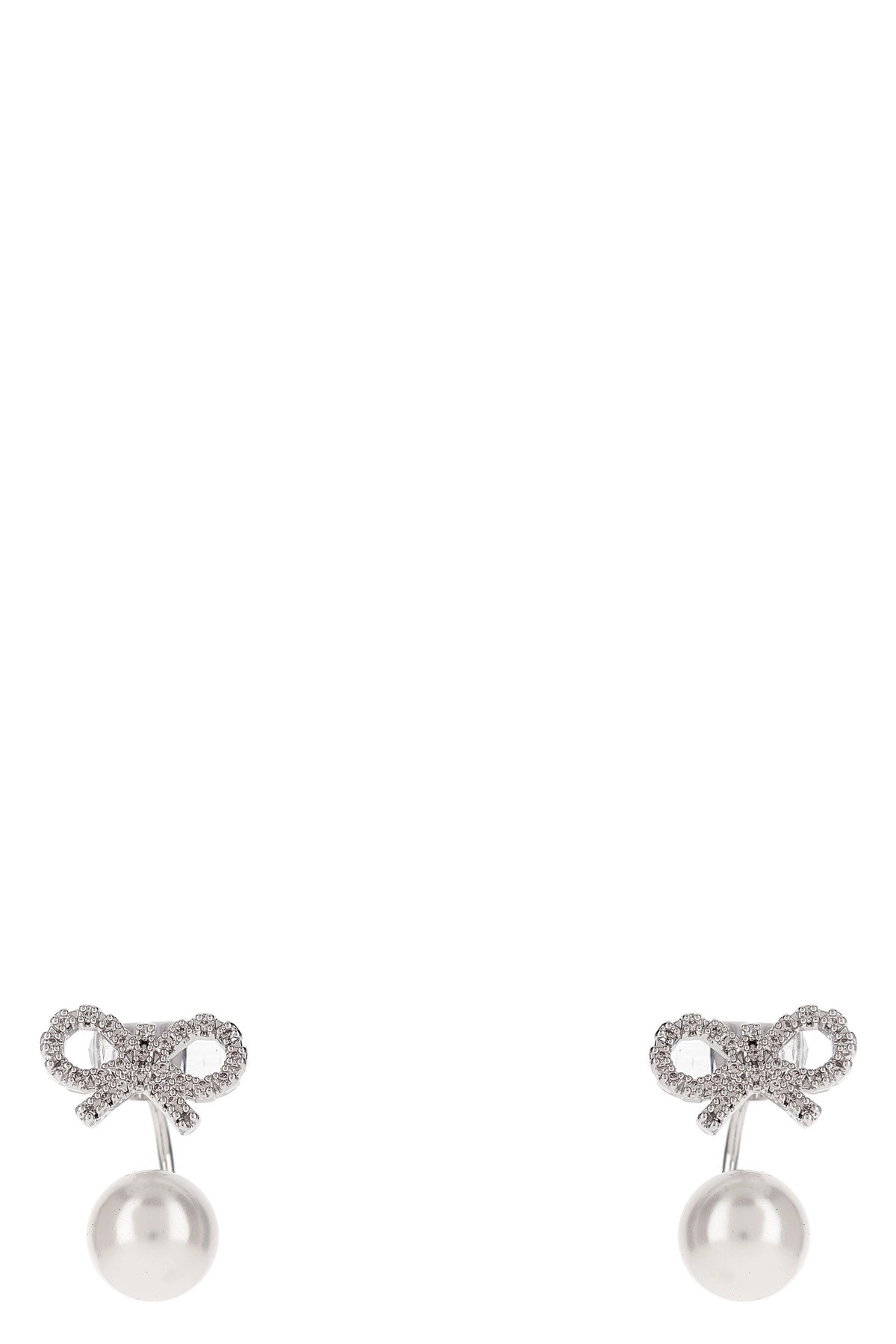 Self portrait 'crystal bow pearl jacket' earrings available