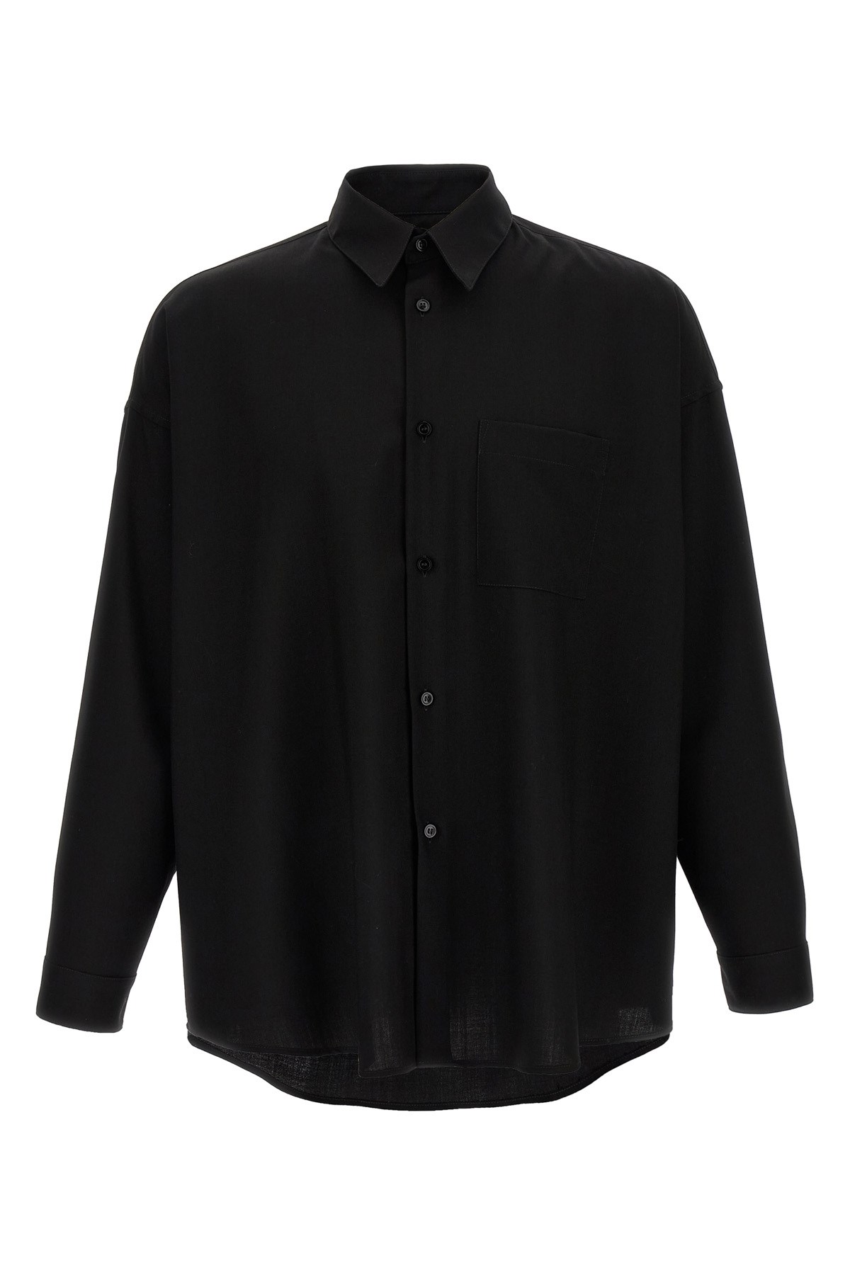 Marni Cool Wool Shirt With Contrast Stitching Shirt And Blouse Black In Black