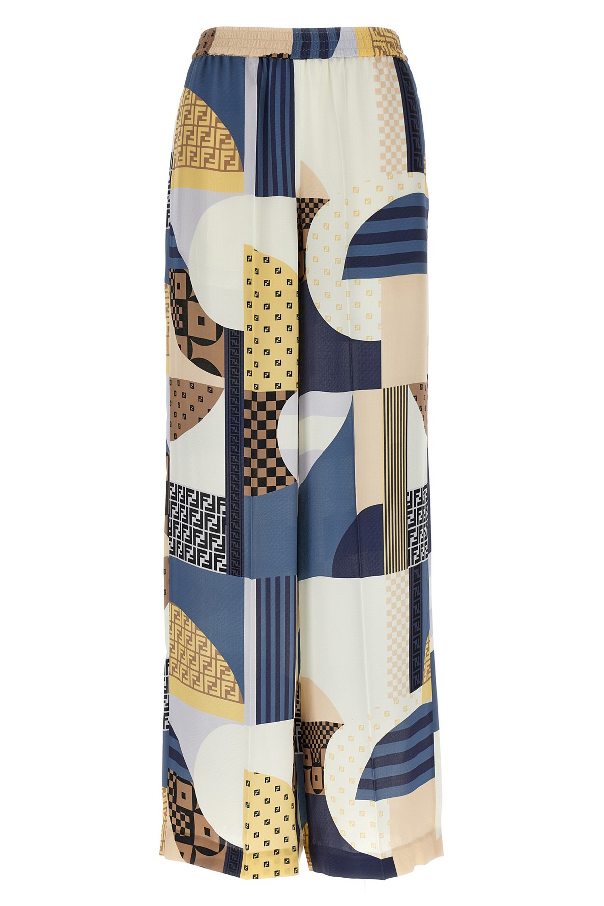 Fendi Patchwork Print Silk Flowing Pyjama Trousers Clothing In Multi