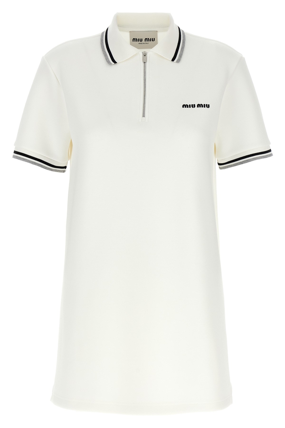Miu Miu Cotton Pique Short-sleeve Polo Mini Dress In White