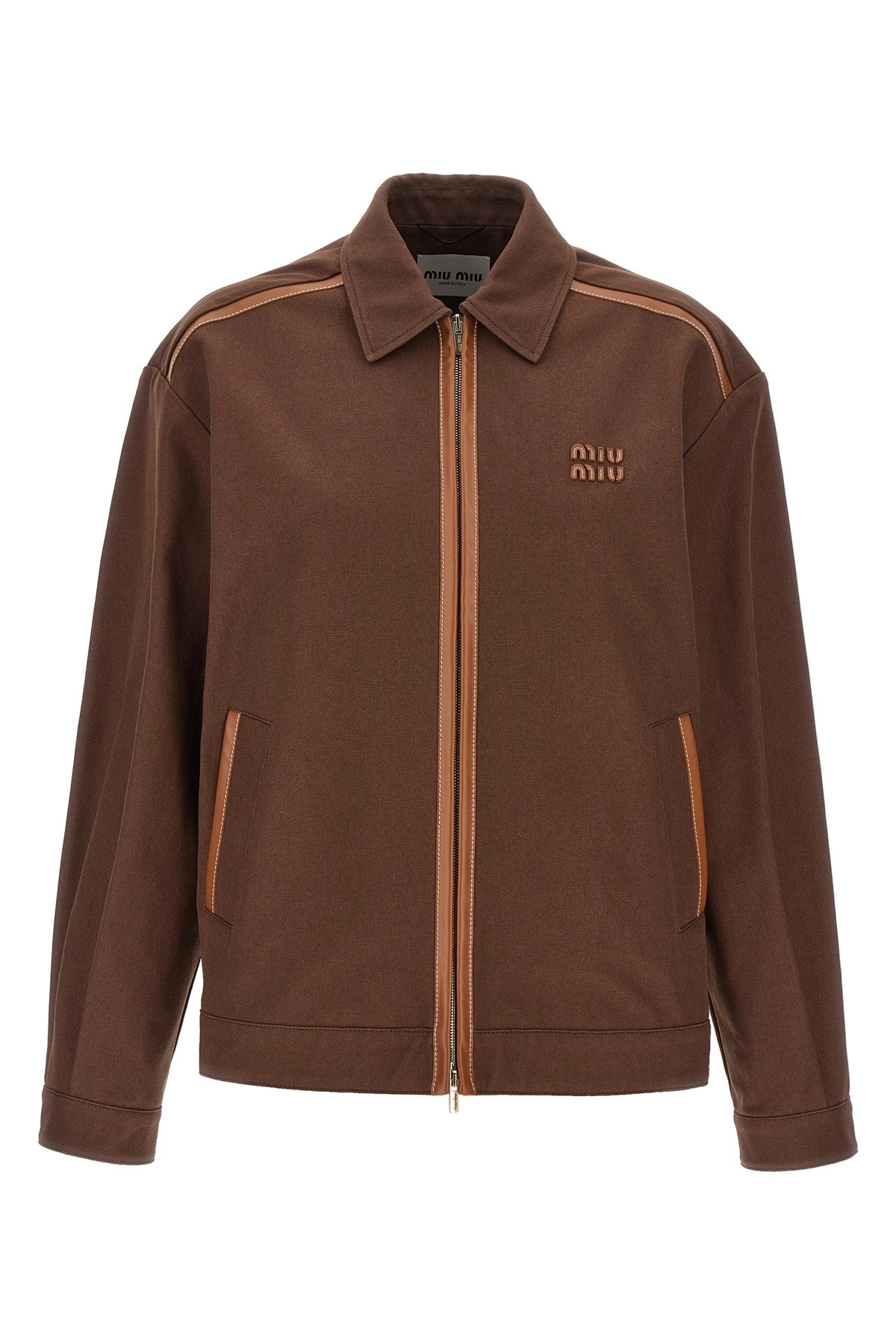 ジャケット MiuMiu JACKET (ML1042SOOO17FS F0324) Miu miu Logo patch blouson available on julian-fashion.com