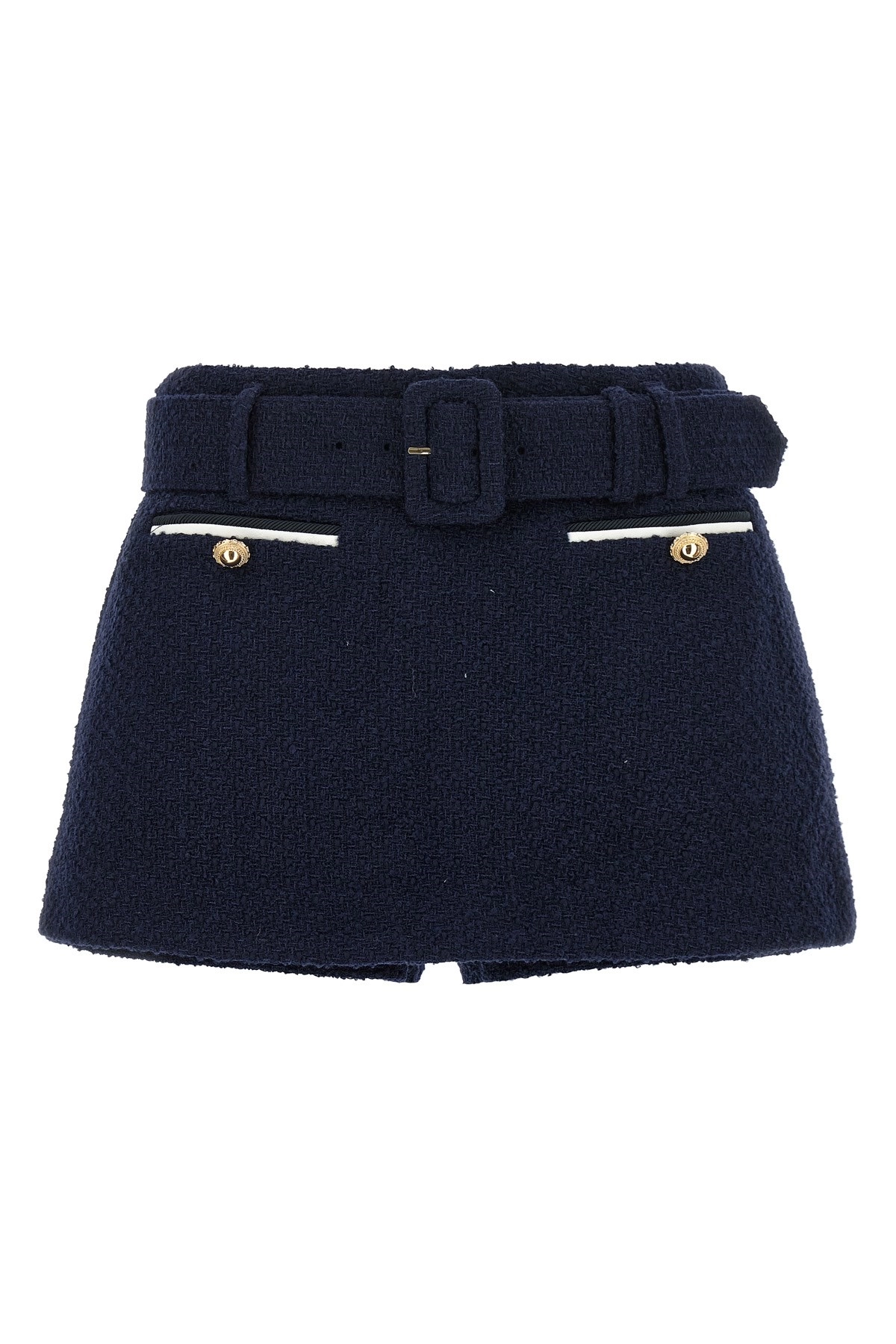 ショートパンツ SELF PORTRAIT Boucle wool skort Navy Boucle Skort – self-portrait-US