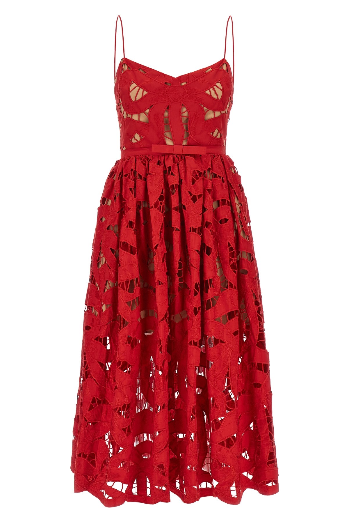Self-portrait Bow-detailed Cotton-guipure Lace Midi Dress