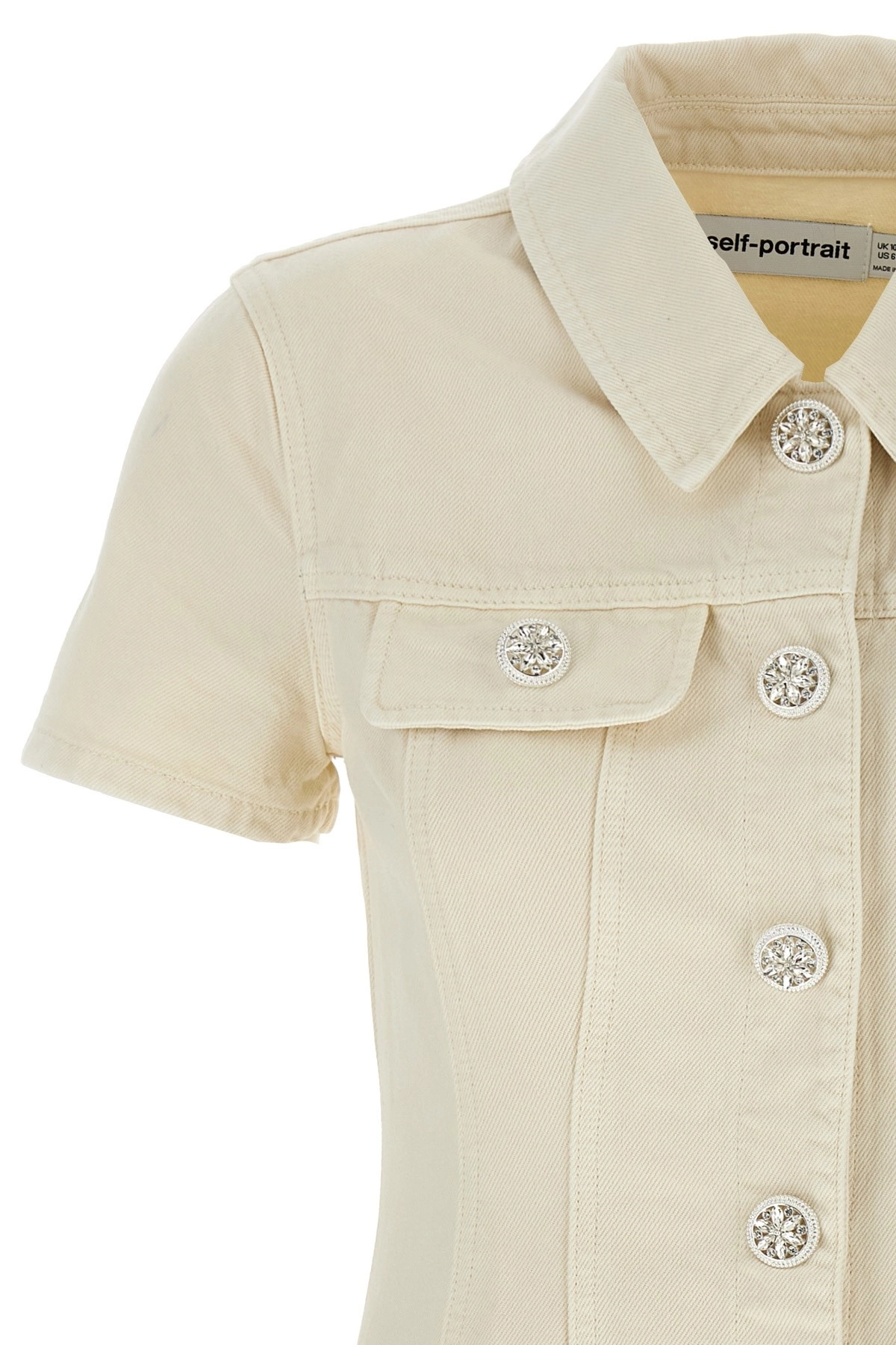ワンピース SELF PORTRAIT FW25 CREAM DENIM MINI DRESS (PF25811SC CREAM) Cream Denim Mini Dress – self-portrait-US