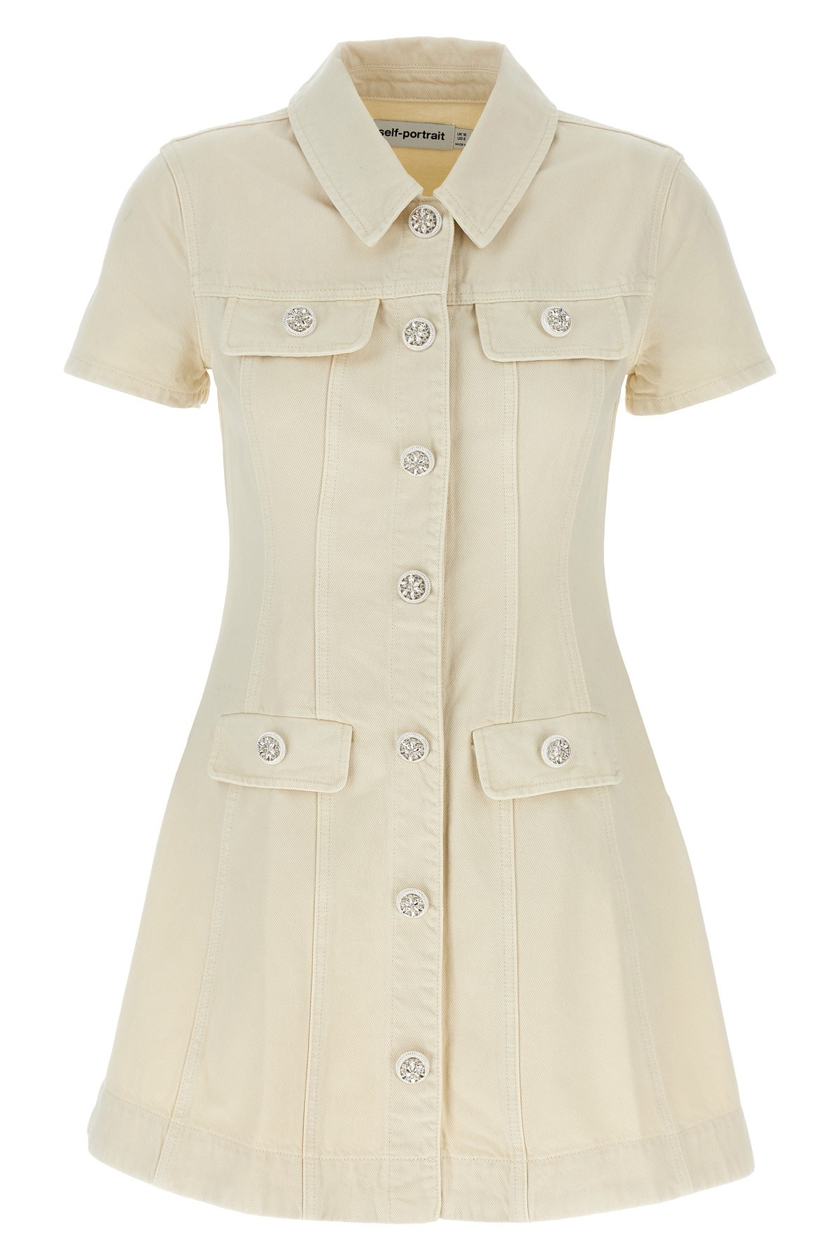 Self-portrait Self Portrait 'cream Collared Denim Mini' Dress