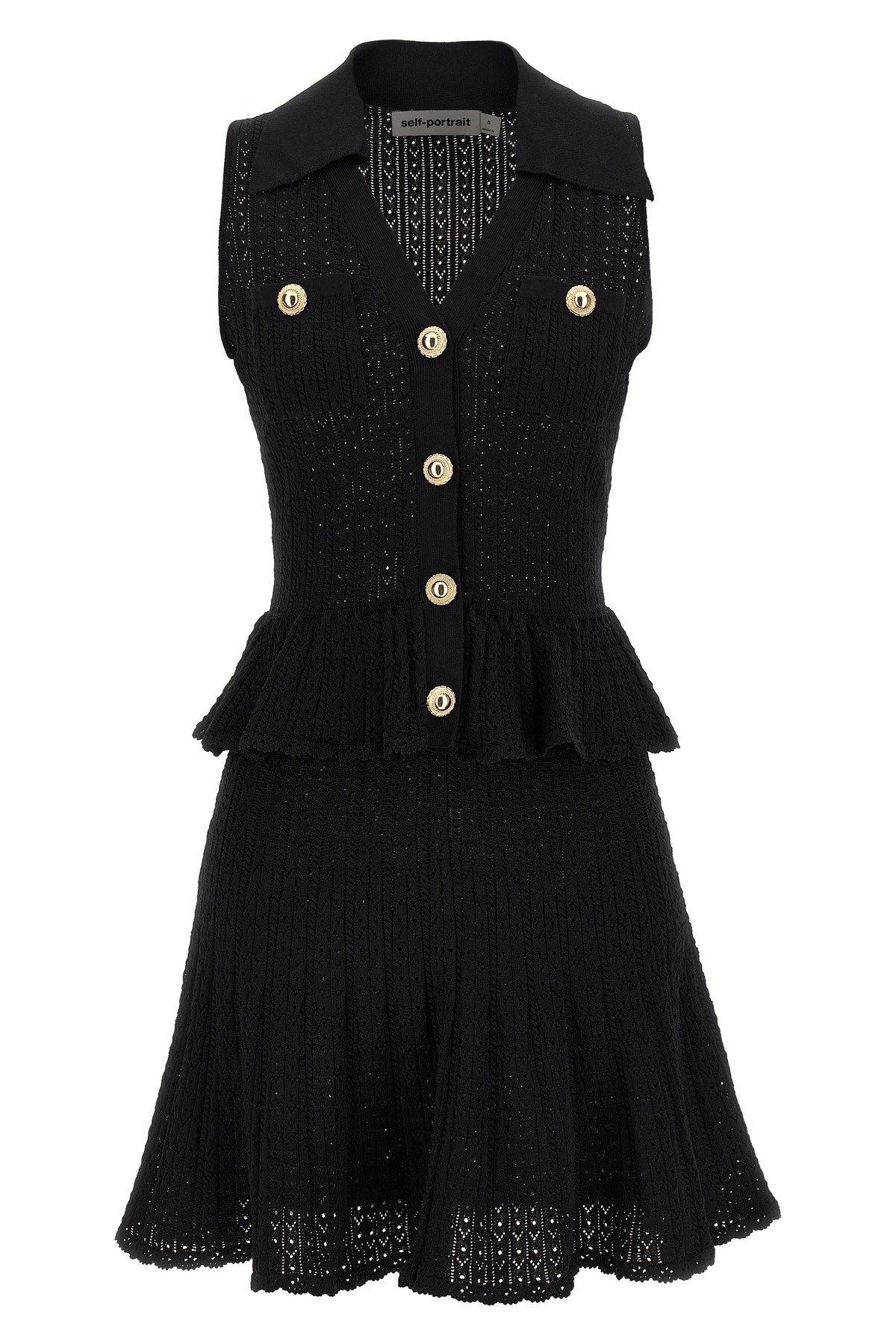 Self-portrait Pointelle-knit Sleeveless Mini Dress