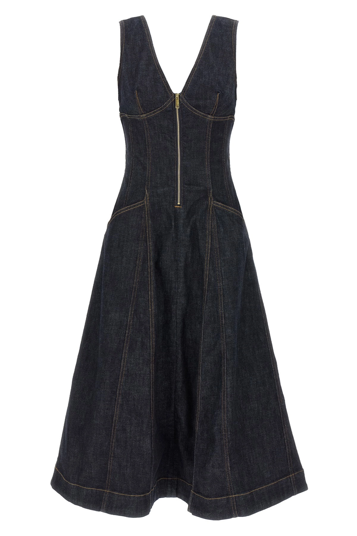 ワンピース SELF PORTRAIT 'Indigo Denim Midi' dress (PF25801MBL BLUE) Indigo Denim Midi Dress – self-portrait