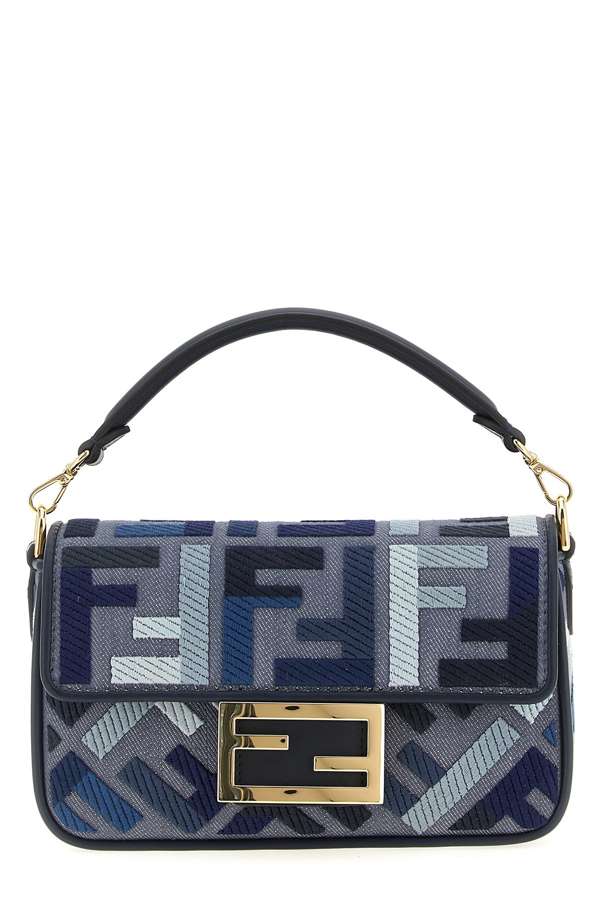 Fendi Mini Baguette Ff Embroidery Canvas Bag