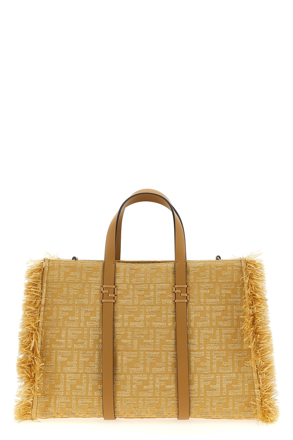Fendi Chic Fringe Tote Bag With Geometric Pattern