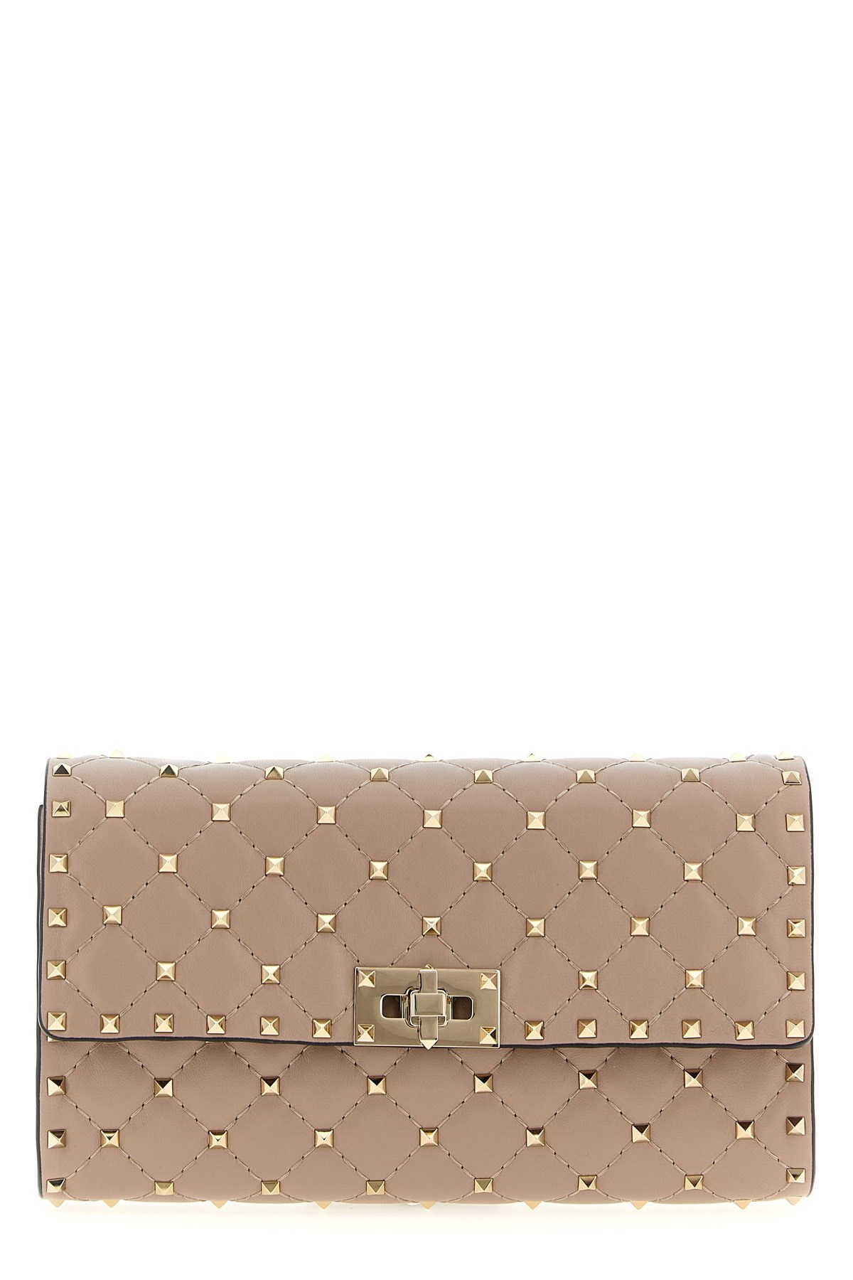 Valentino Garavani Rockstud Spike Nappa Leather Crossbody Clutch Bag Woman Poudre Uni In Pink