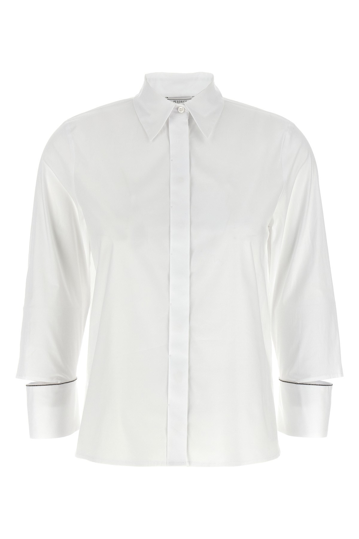 Peserico Collared Neck Shirt With Cuff Detail In White