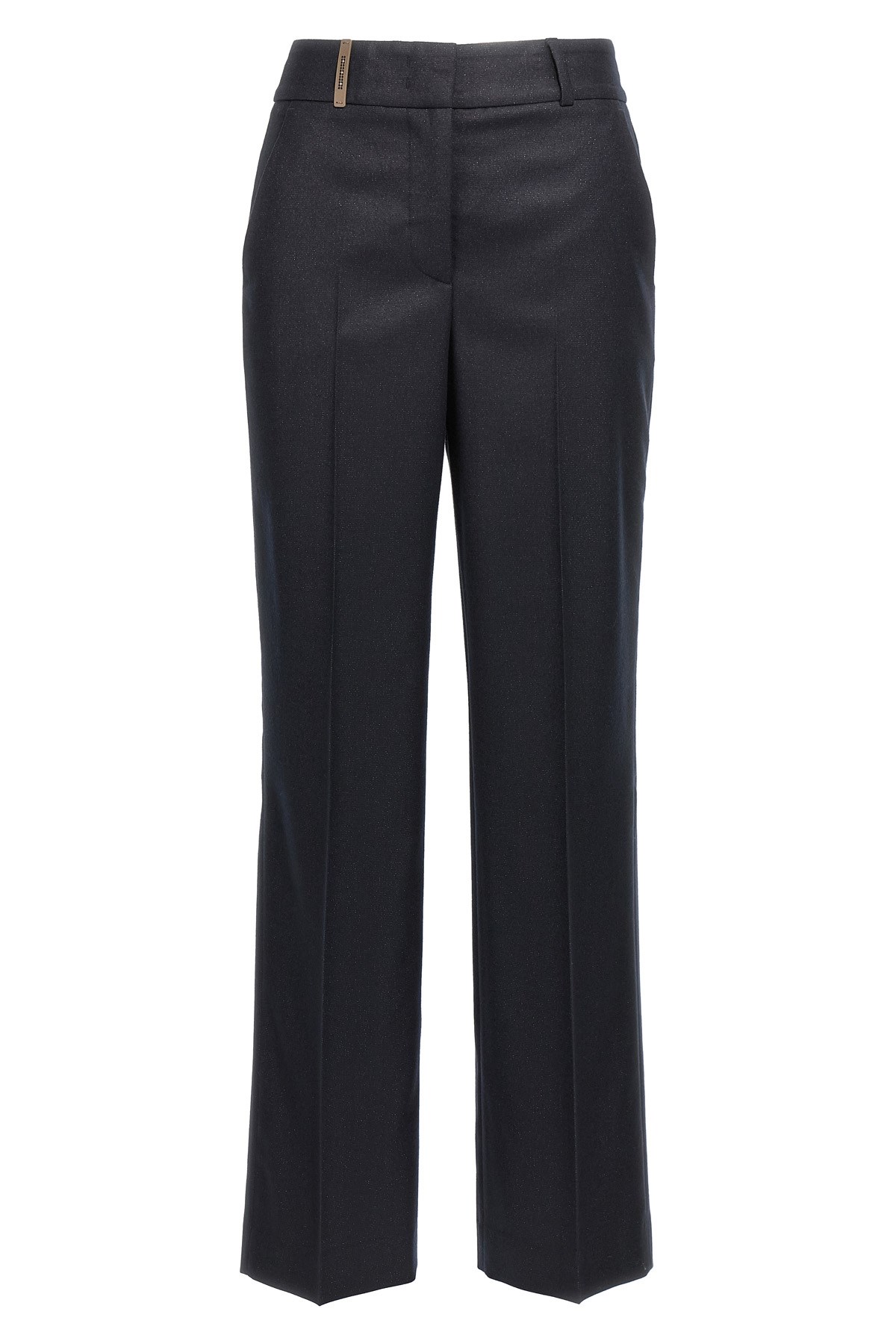 Peserico Flannel Lurex Trousers Back Pockets In Blue