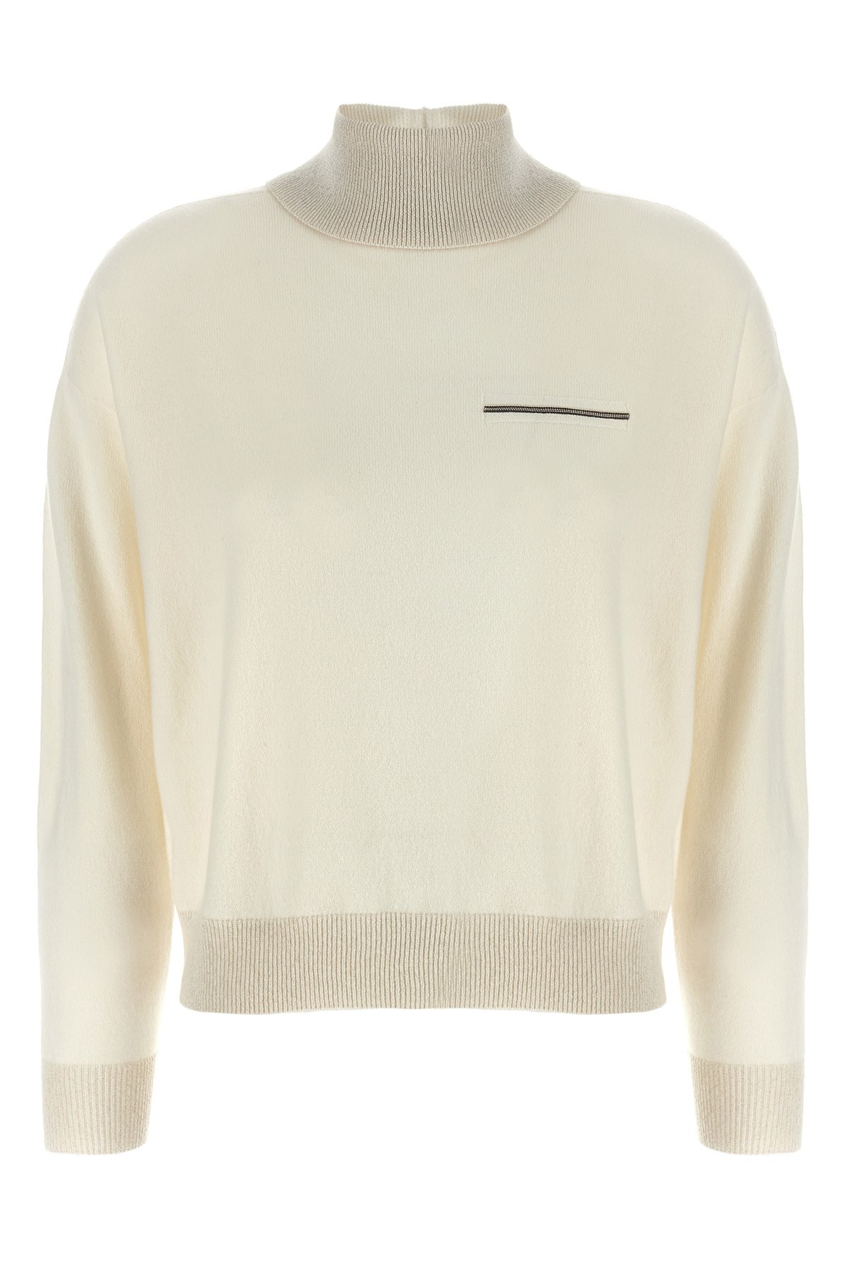 Peserico Lurex Details Turtleneck Sweater In White