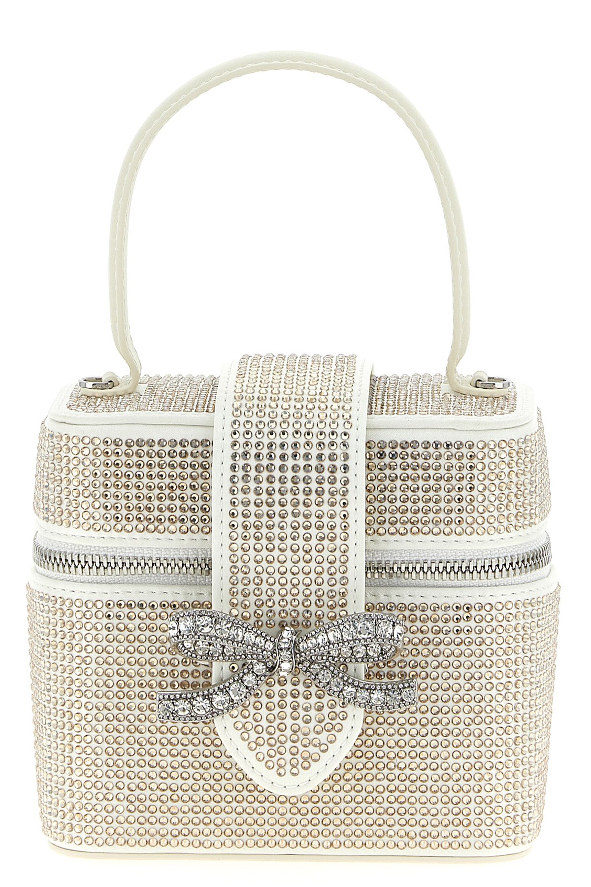 Self-portrait 'satin Rhinestone Vanity Case' Handbag In White