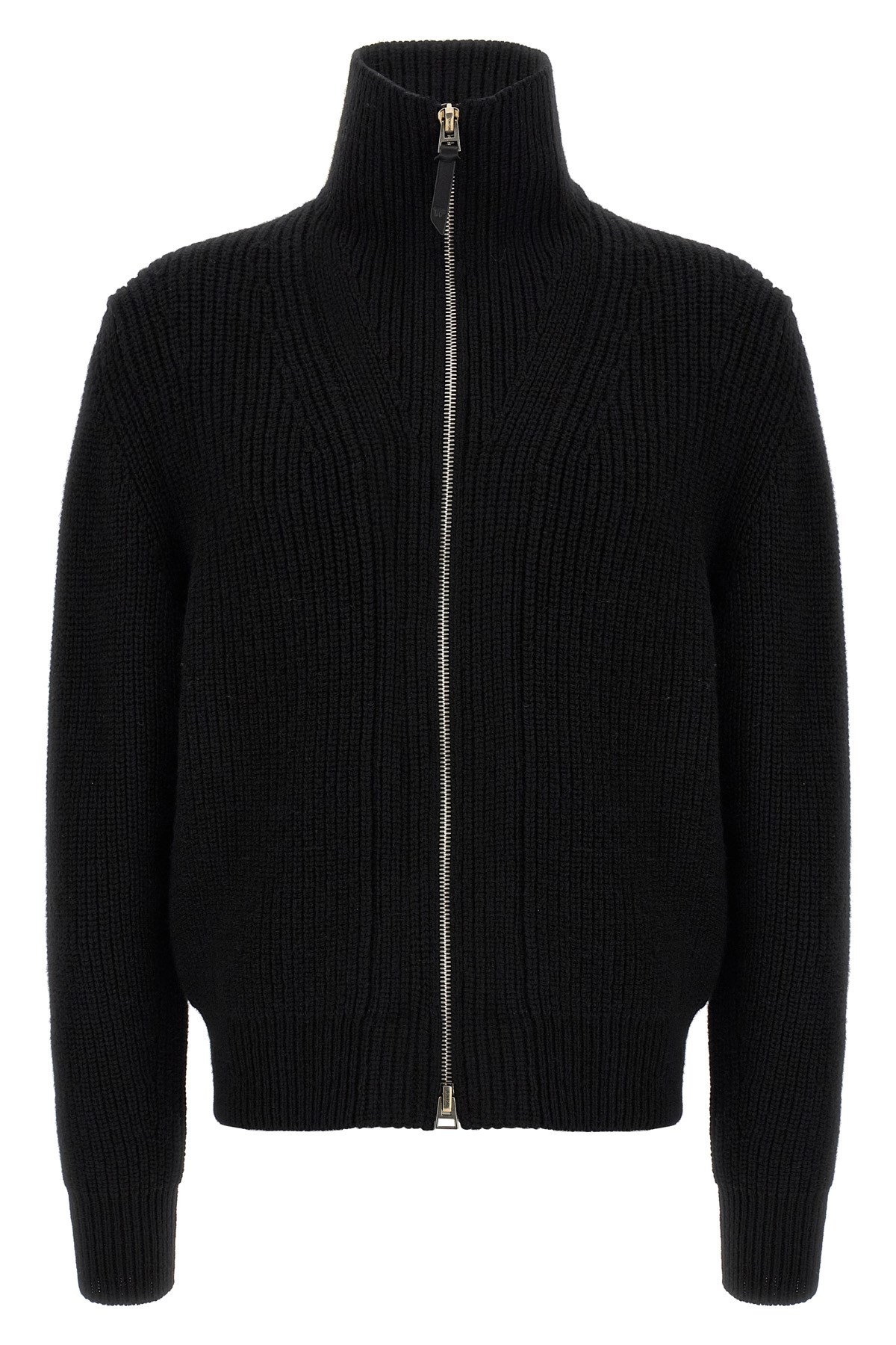 Tom Ford Slim-fit Ribbed Wool And Cashmere-blend Zip-up Cardigan In Black