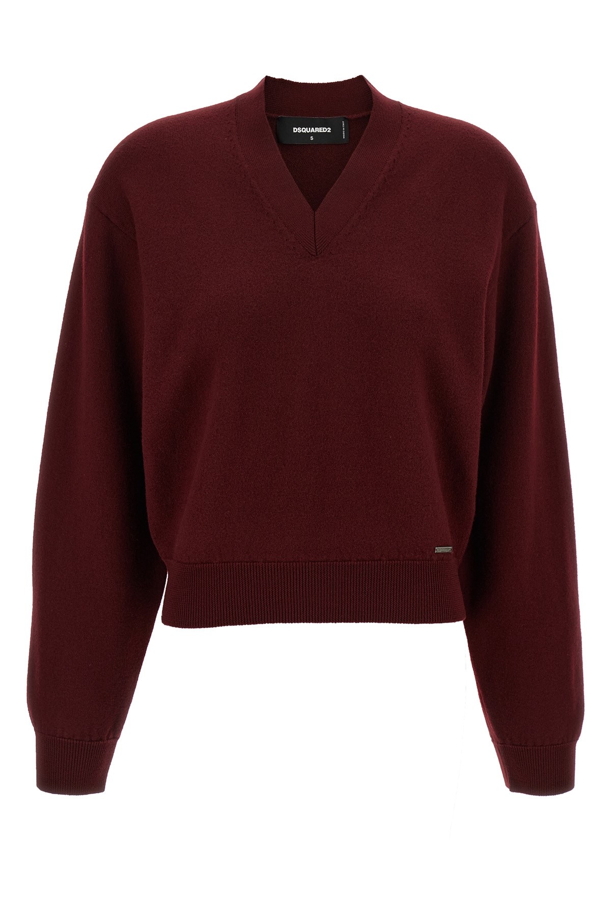 Dsquared2 Cropped Sweater In Burgundy