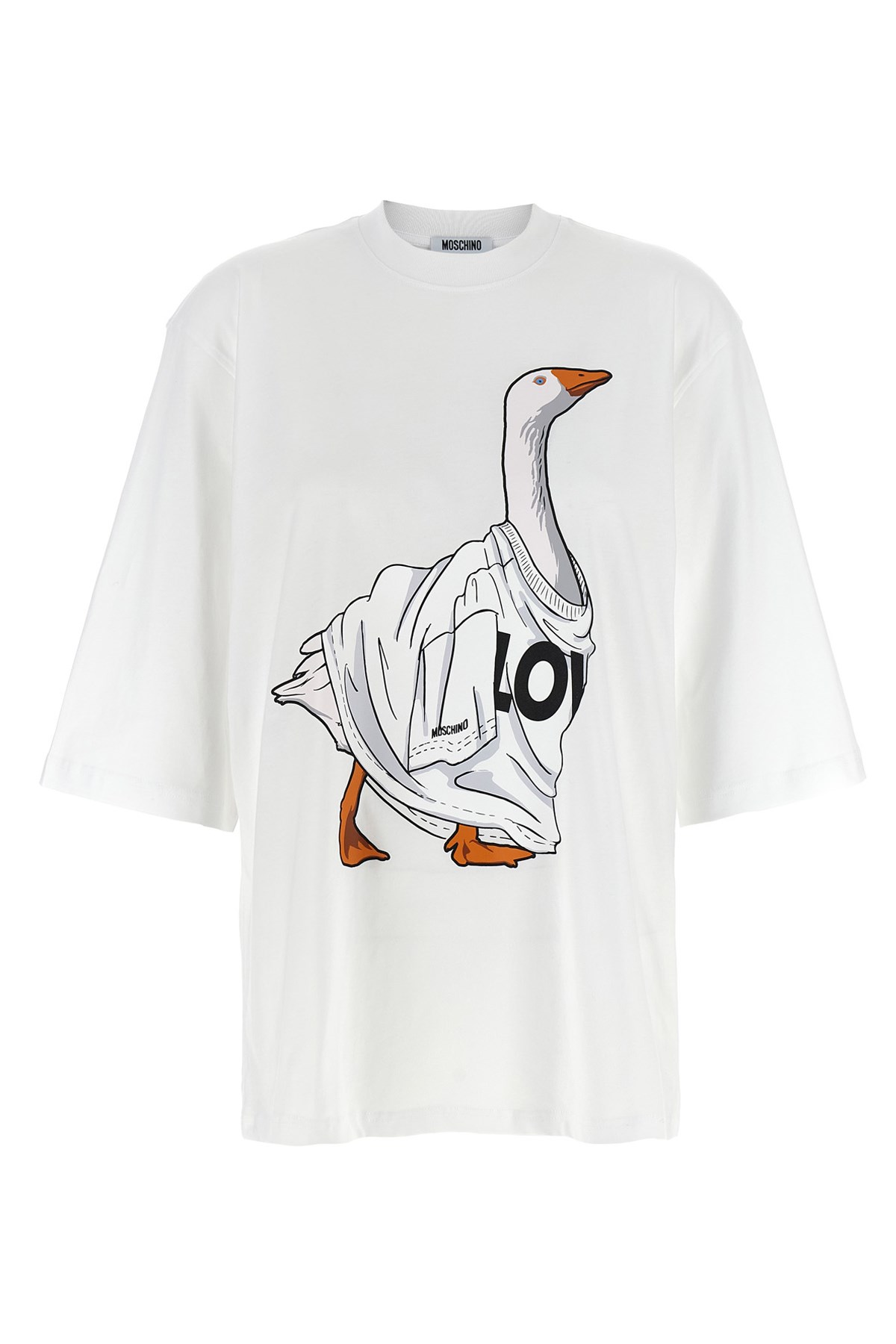 Moschino Graphic Front Print T-shirt With Ribbed Neckline In Multi