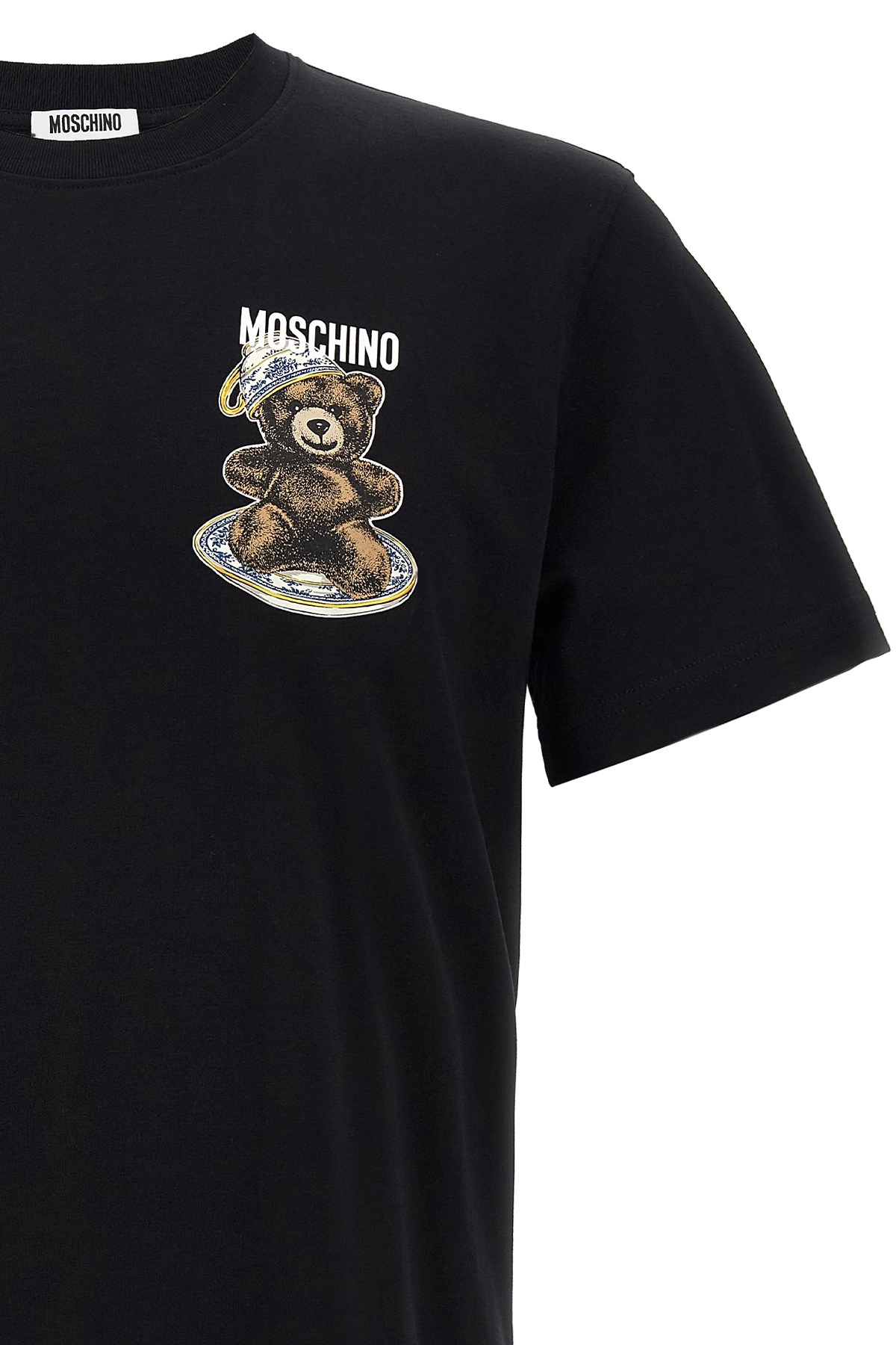 Tシャツ・カットソー Moschino SS24 Poplin shirt (J02020431 0001) Moschino Men's White 100% Cotton T-Shirt J0725