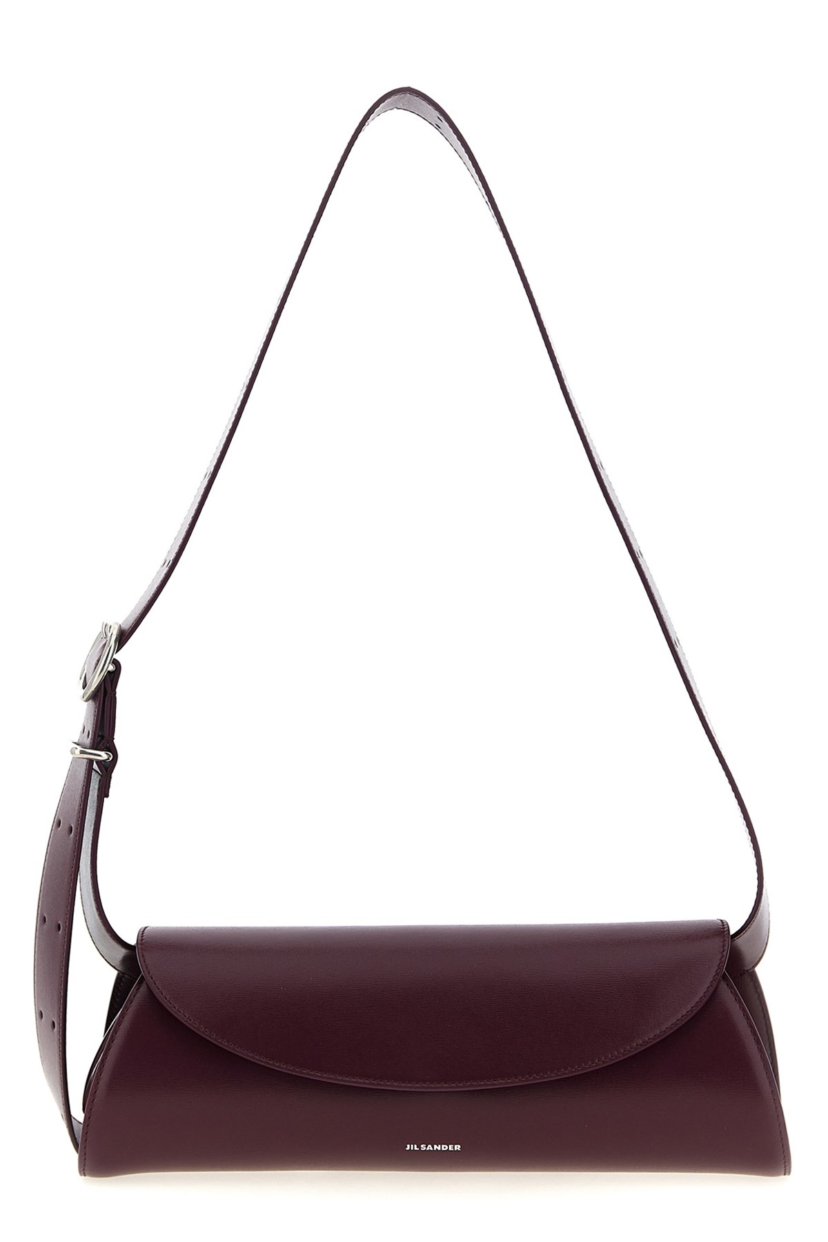Jil Sander Small Rectangular Shoulder Bag With Adjustable Strap In Burgundy