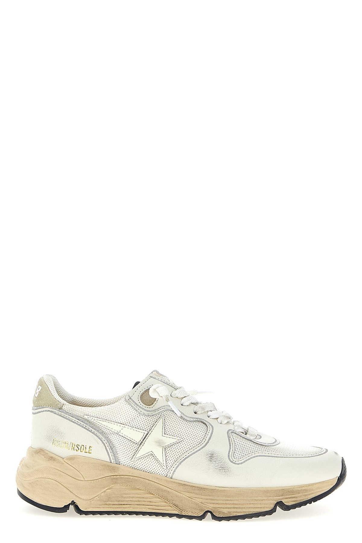 Golden Goose Mesh Panel Sneakers Star Emblem In White