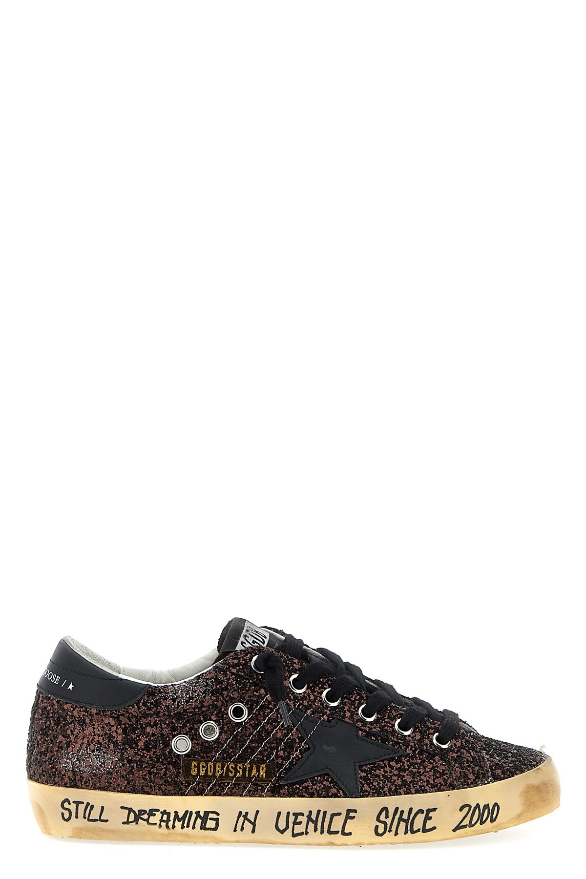 Golden Goose 'shine Bright' Rubber Sole Sneakers In Brown