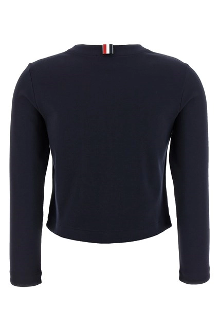 Tシャツ・カットソー THOM BROWNE FW25 Logo pussy bow blouse (FLL139A06496 100) Thom browne Logo pussy bow blouse available on julian