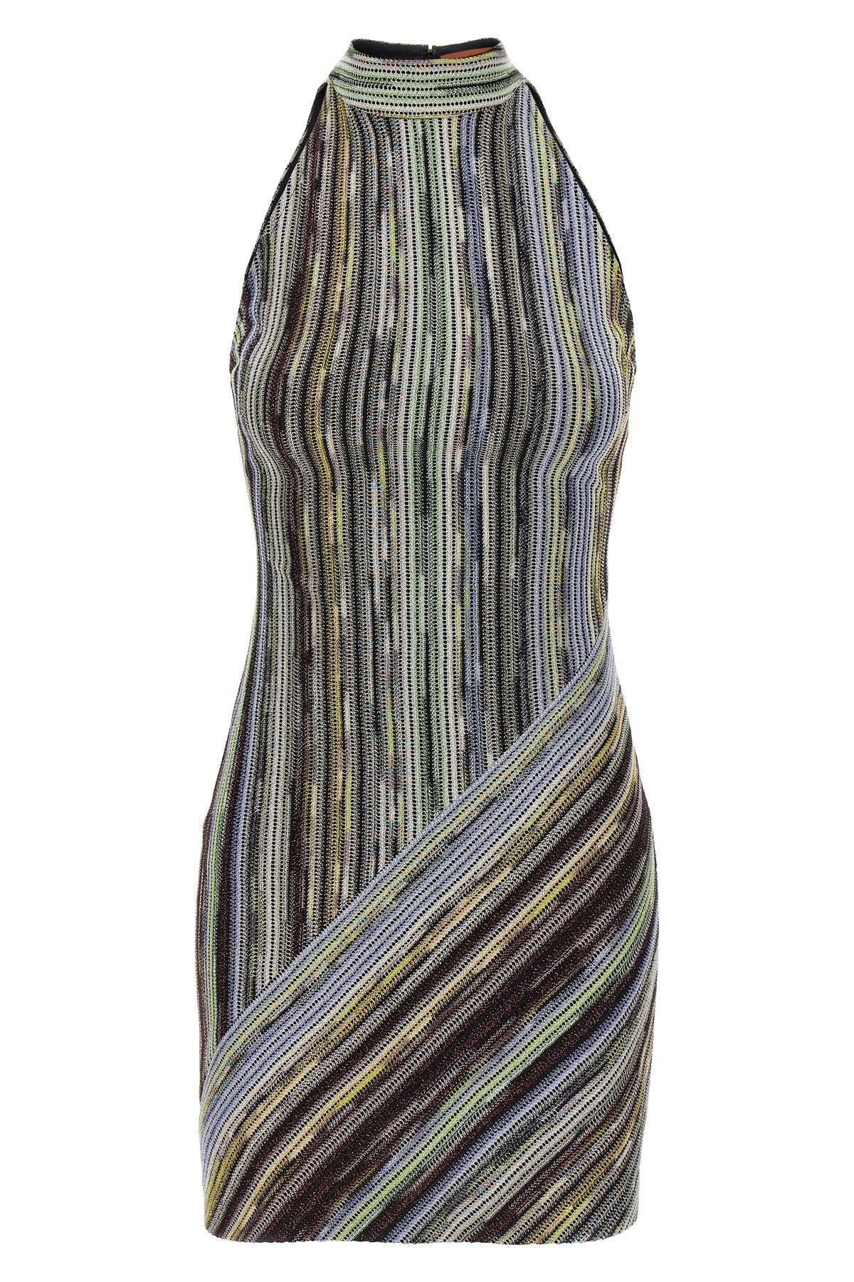 Missoni Striped Knit Halter Neckline Sleeveless Dress In Multi