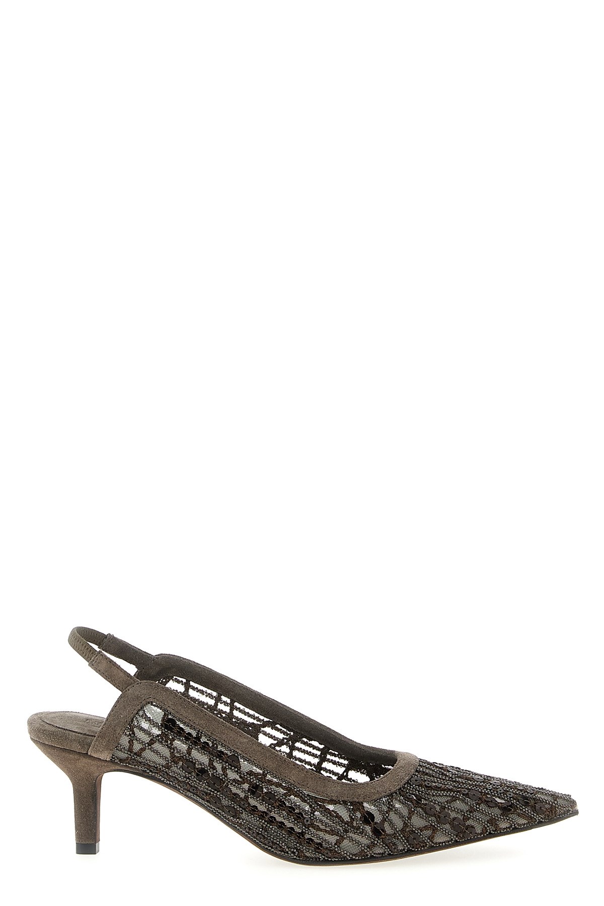 BRUNELLO CUCINELLI 'City Glistening Abstract Embroidery' Slingback