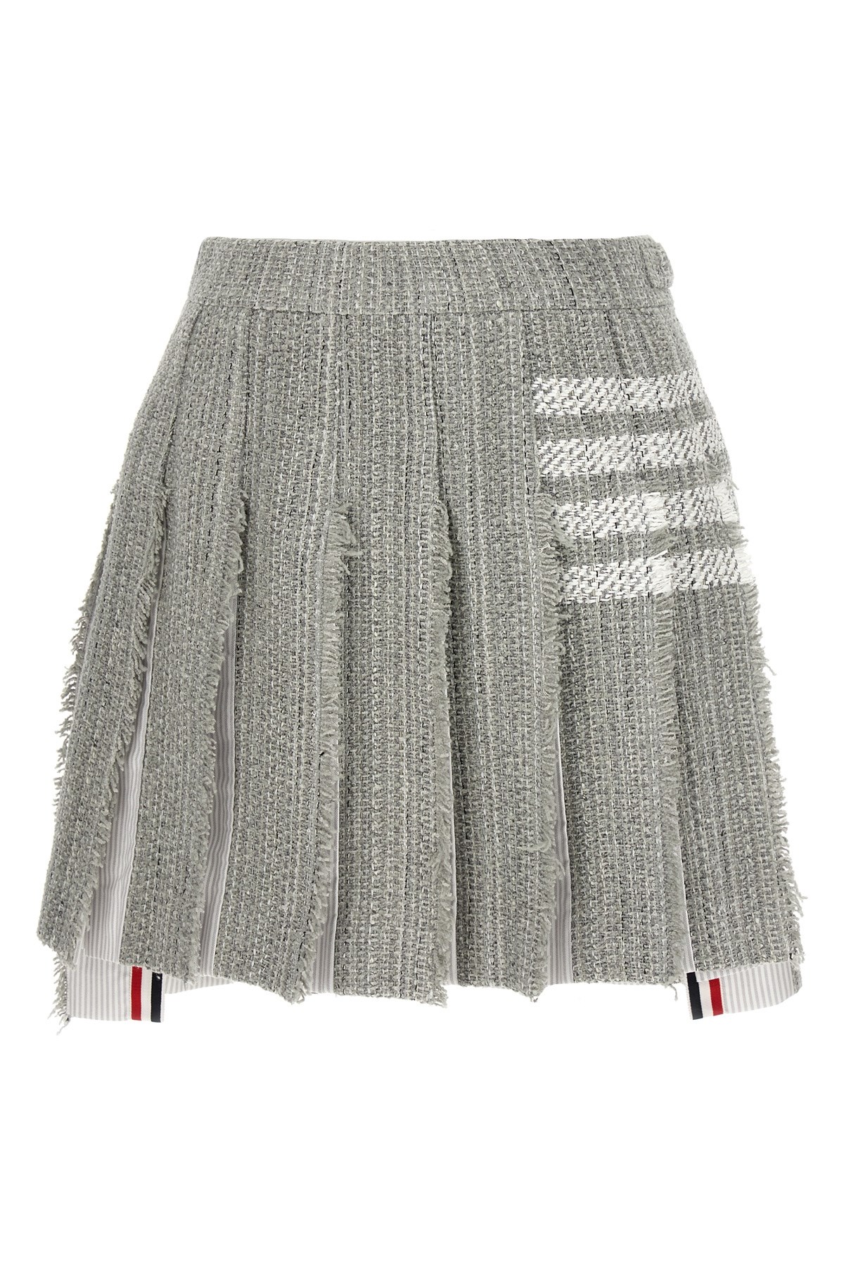 Thom Browne Pleated Tweed Skirt Skirts Gray In Gray