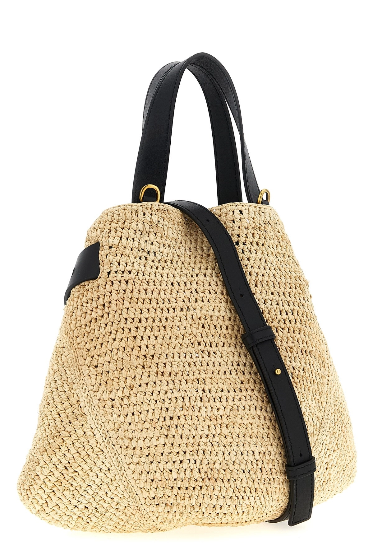 【Loewe】Punch Hole mini shopping bag Mini Punch Hole shopper in raffia Beige - LOEWE