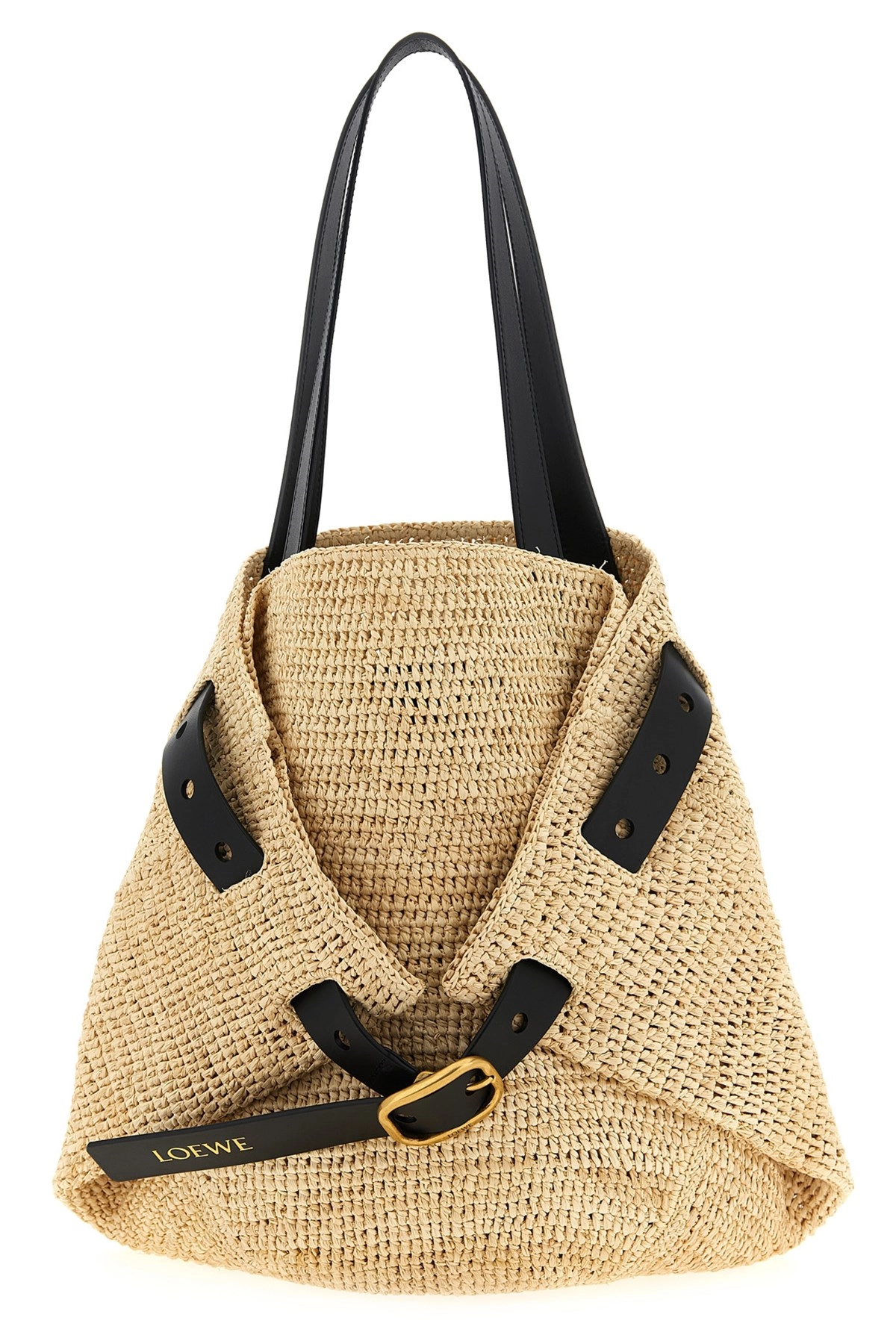 【Loewe】Medium 'Punch Hole' shopping bag Medium Punch Hole shopper in raffia Beige - LOEWE