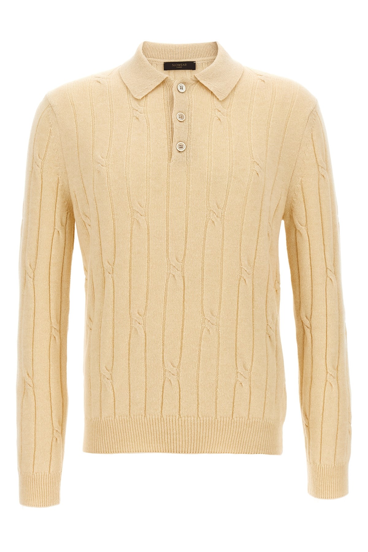 Zanone Wool Braided Pattern Polo Shirt In Nude