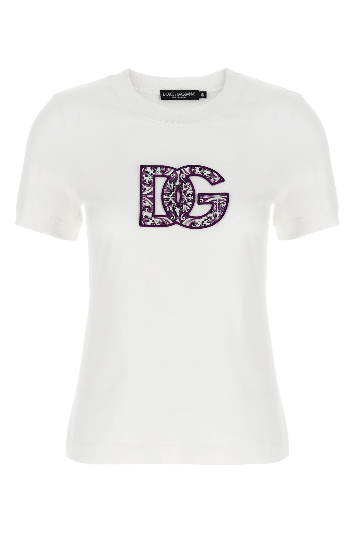 Dolce & Gabbana 'maiolica' Logo Patch T-shirt In White