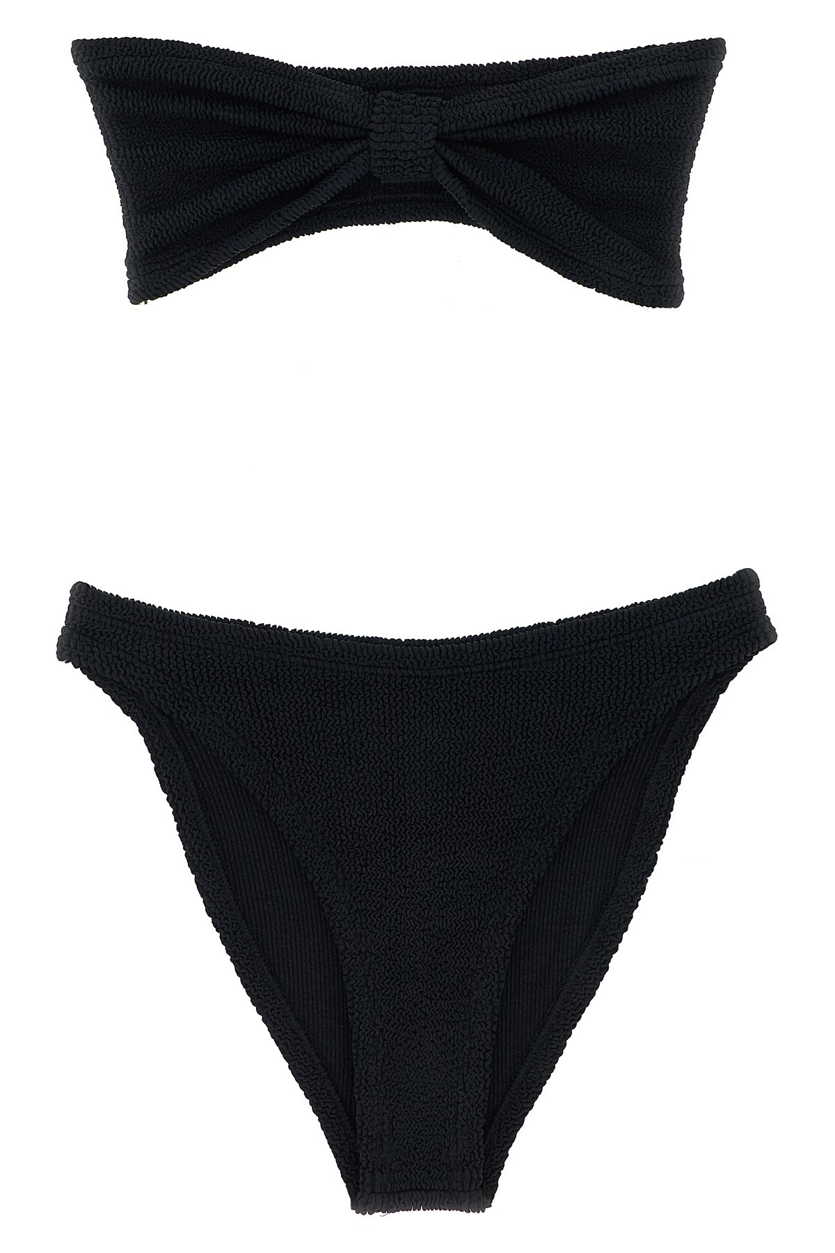 Hunza G Bandeau Bikini Set In Original Crinkle Fabric In Black