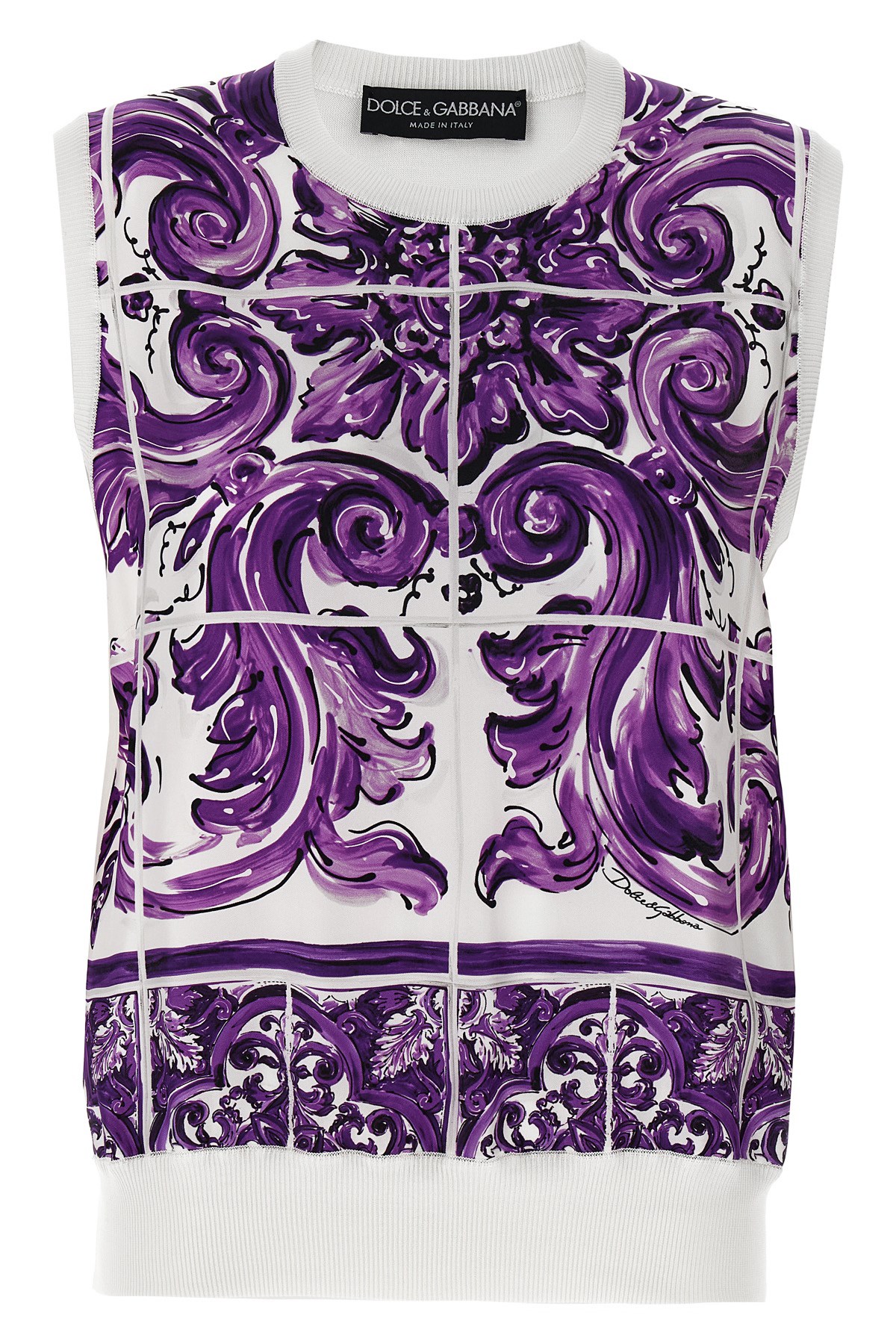 Dolce & Gabbana 'maiolica' Printed Vest In Purple