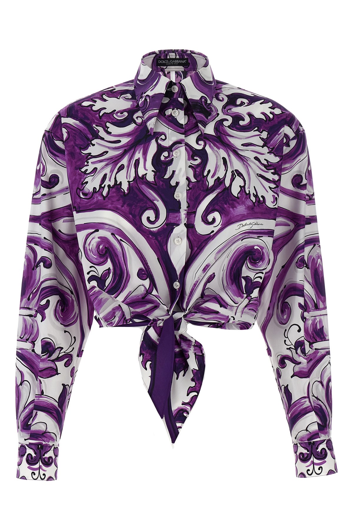 Dolce & Gabbana Purple Maiolica Print Shirt In Purple