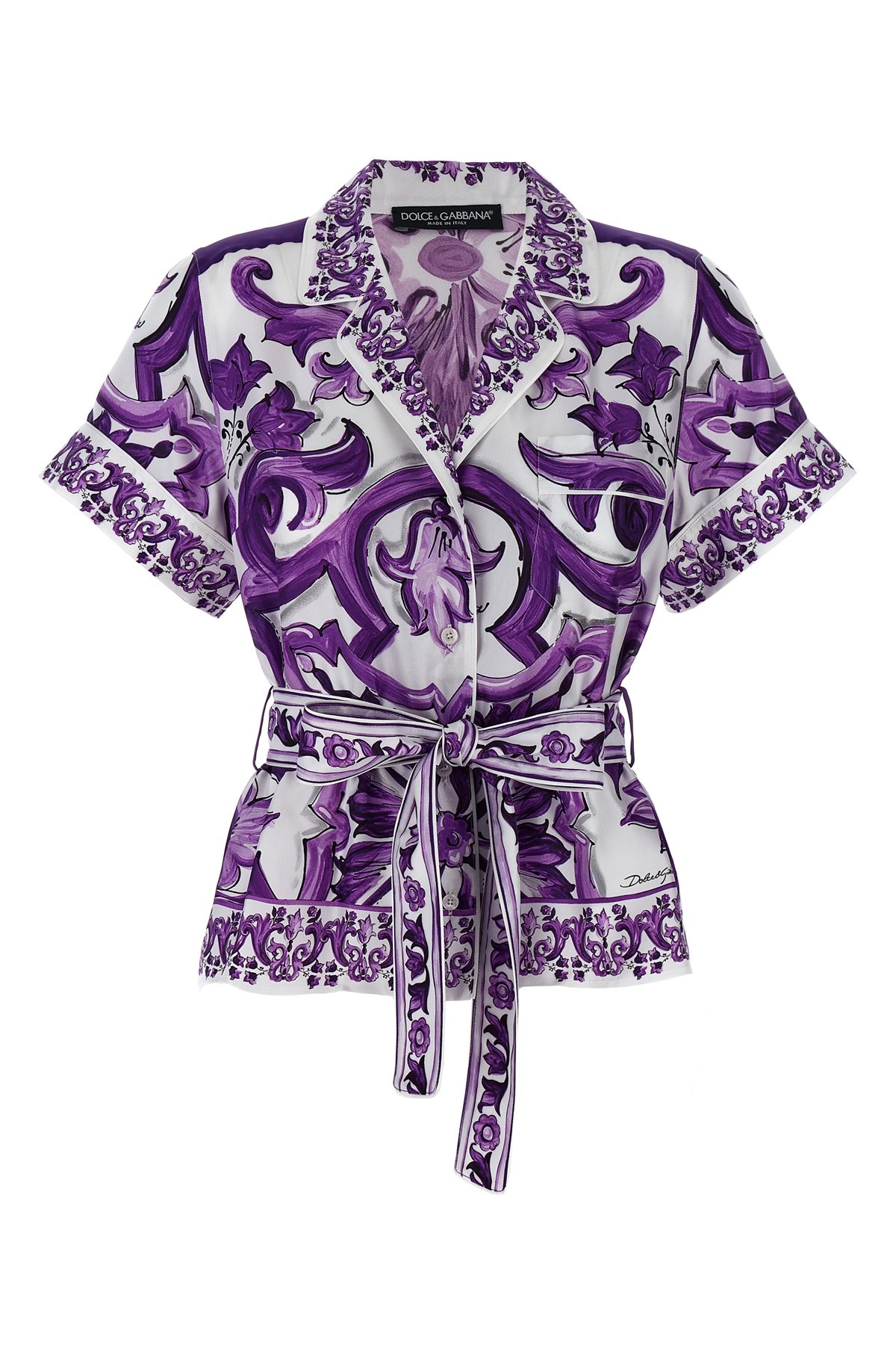 Dolce & Gabbana 'maiolica' Print Pajama Shirt In Purple