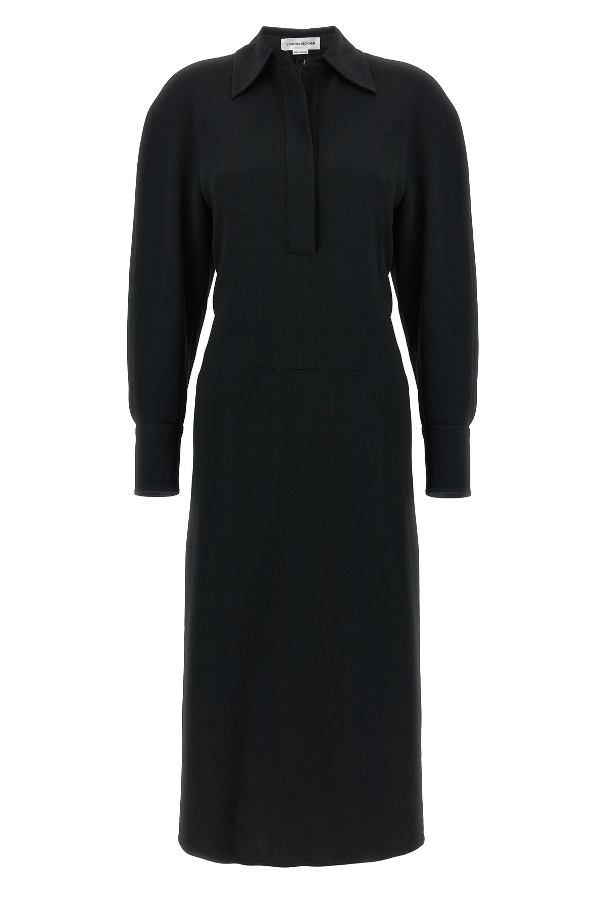 'Long Sleeve Polo Collar Midi' Dress - Size 12 UK