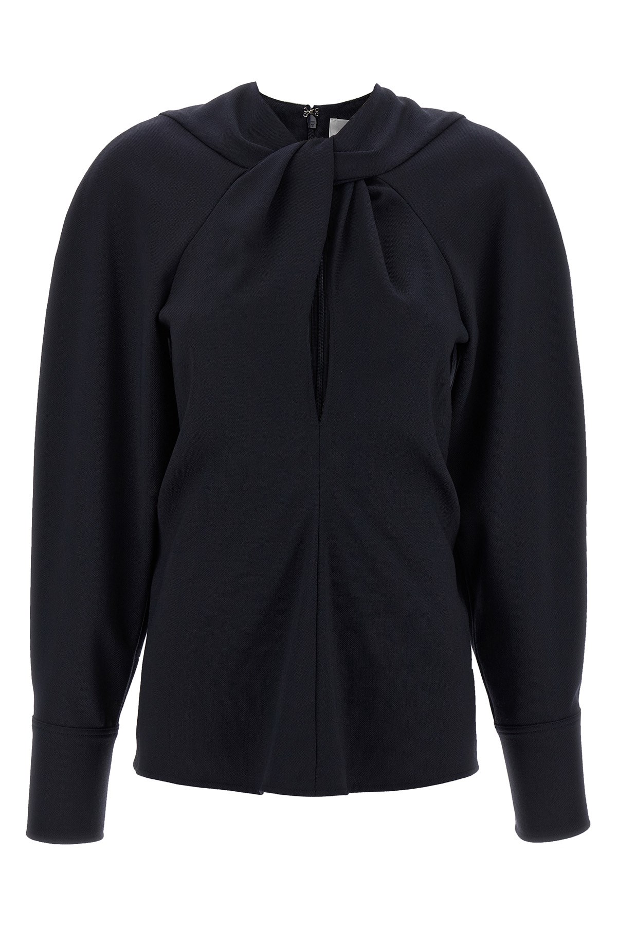 Victoria Beckham Draped Detail Twist Blouse In Blue
