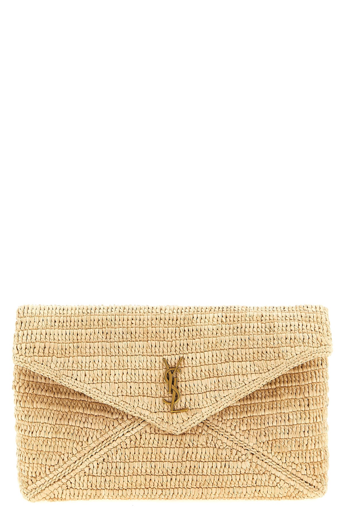 Saint Laurent 'envelope' Large Clutch Bag In Sand