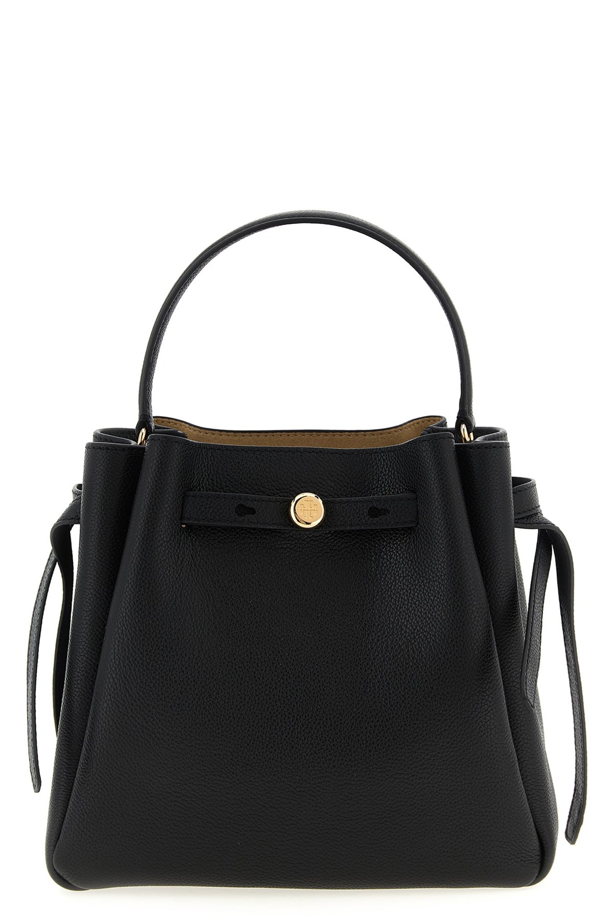 Tory Burch Small Romy Leather Bucket Bag In Black