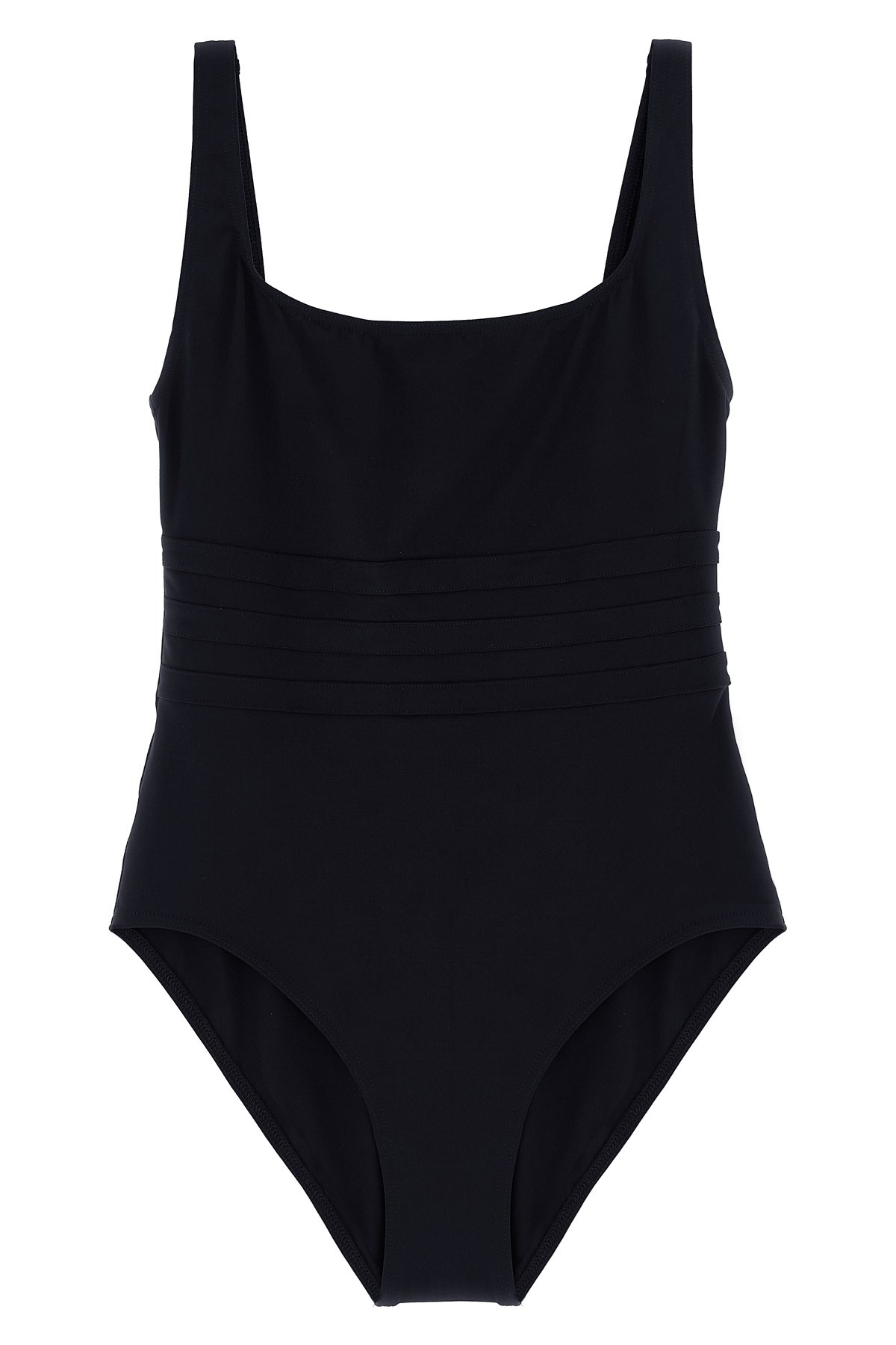 Eres Ribbed Scoop Neckline Wide Straps Swimsuit In Black