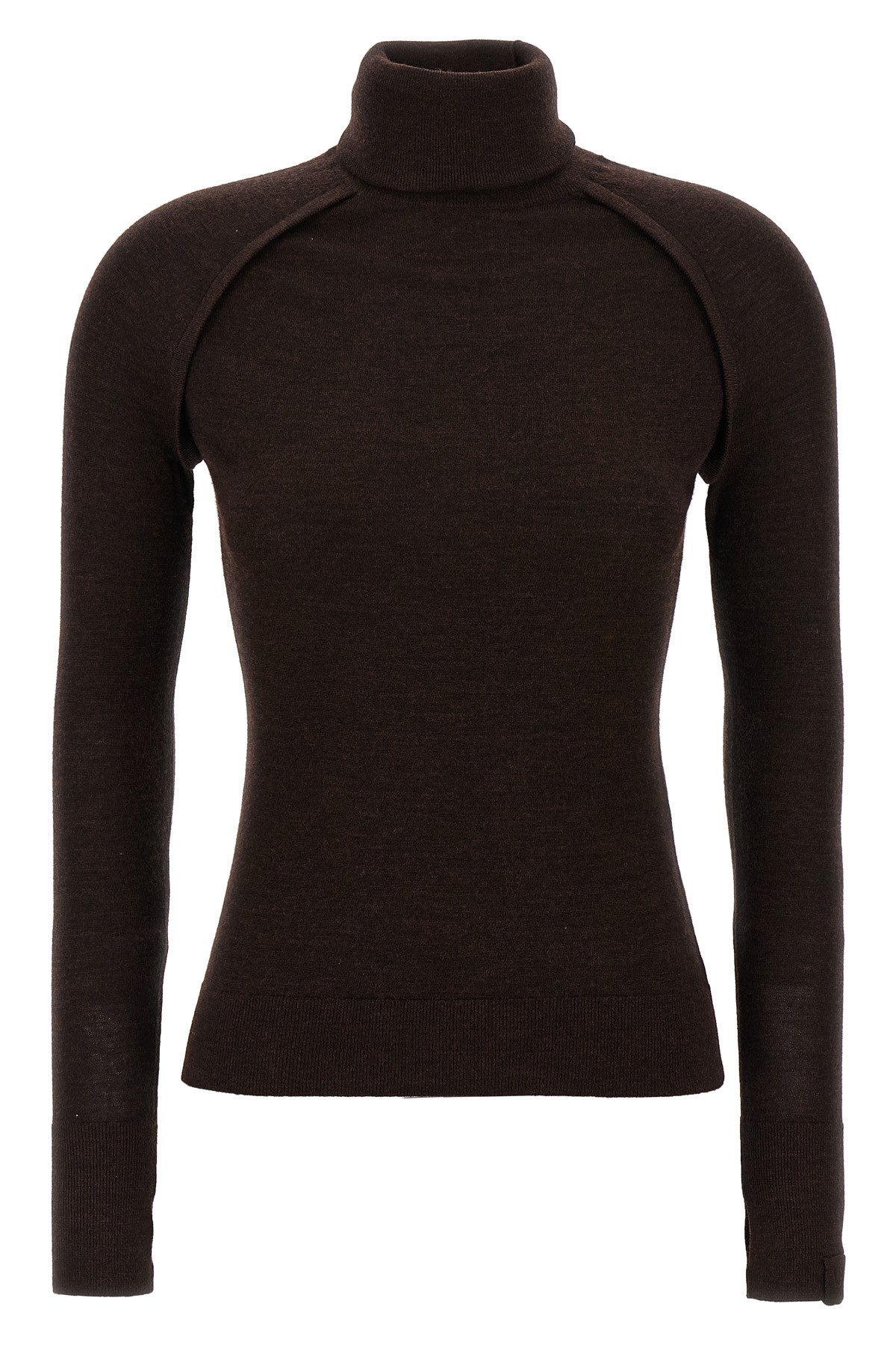 Victoria Beckham Turtle Neck Sweater In Brown