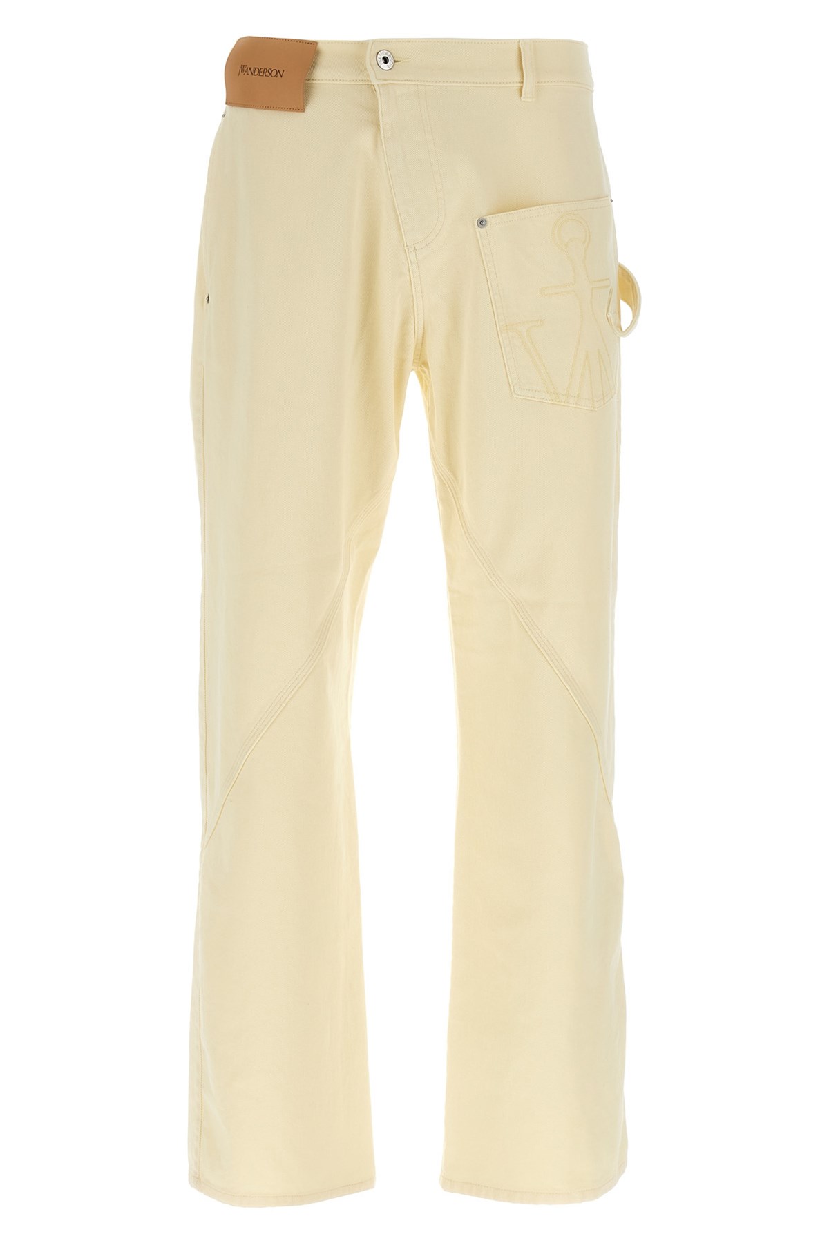 Jw Anderson Workwear Cotton Pants With Yellow Twisted Leg In Yellow