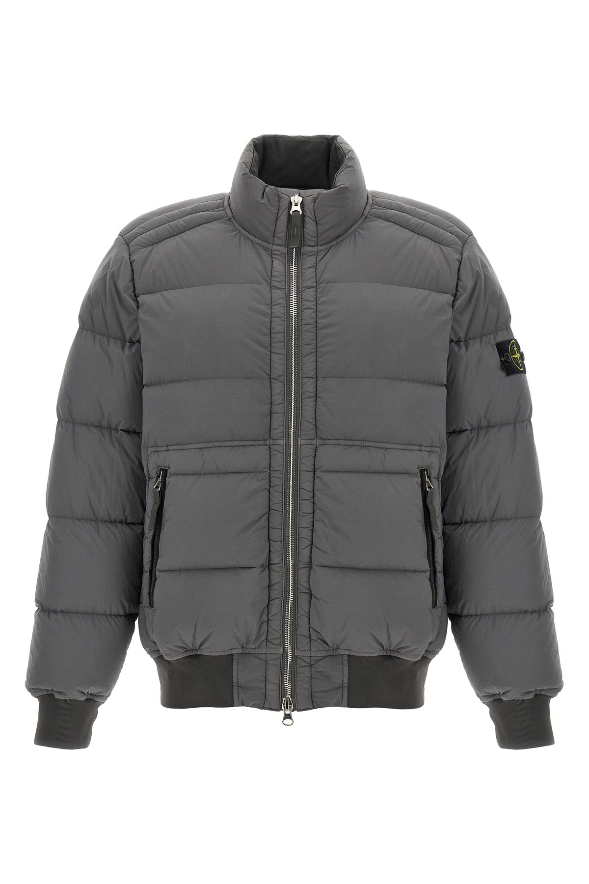 Stone Island Grey Padded Bomber Jacket In Gray