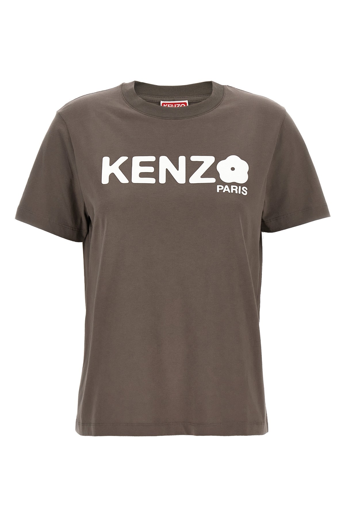 Kenzo Taupe Grey T-shirt With White Print. In Brown
