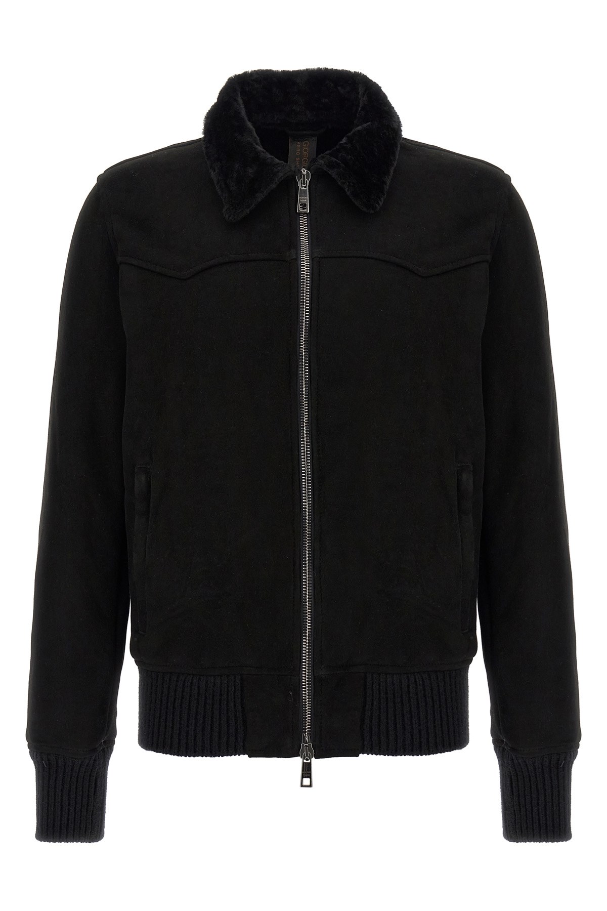 Giorgio Brato Sheepskin Bomber Jacket In Black