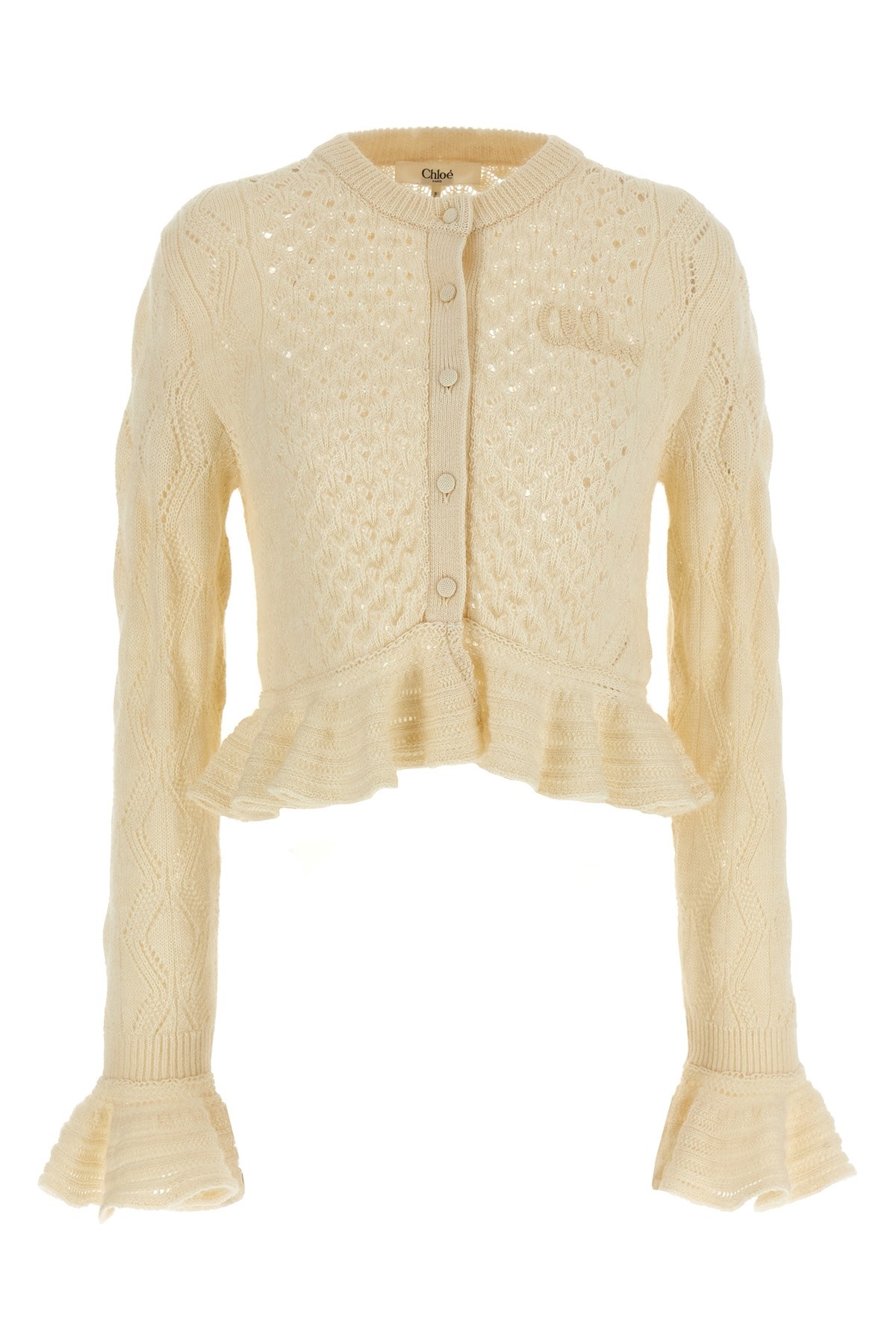 Chloé Wool And Silk Cardigan In White